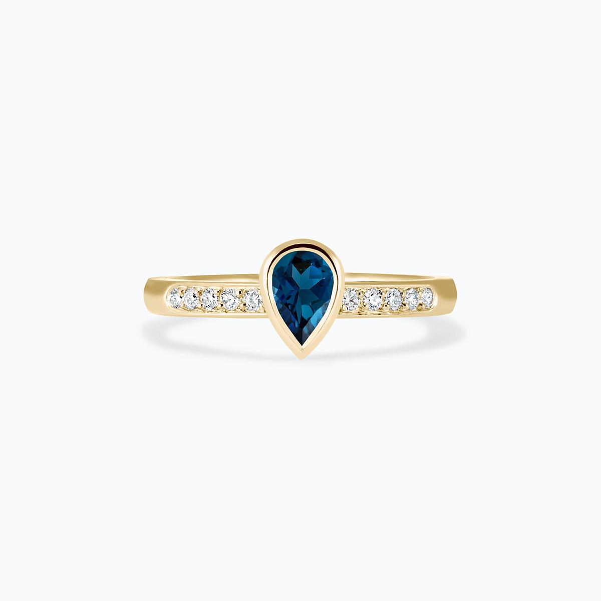 Solitaire Pavé Svadha Topaze Blue London 6 x 4 mm