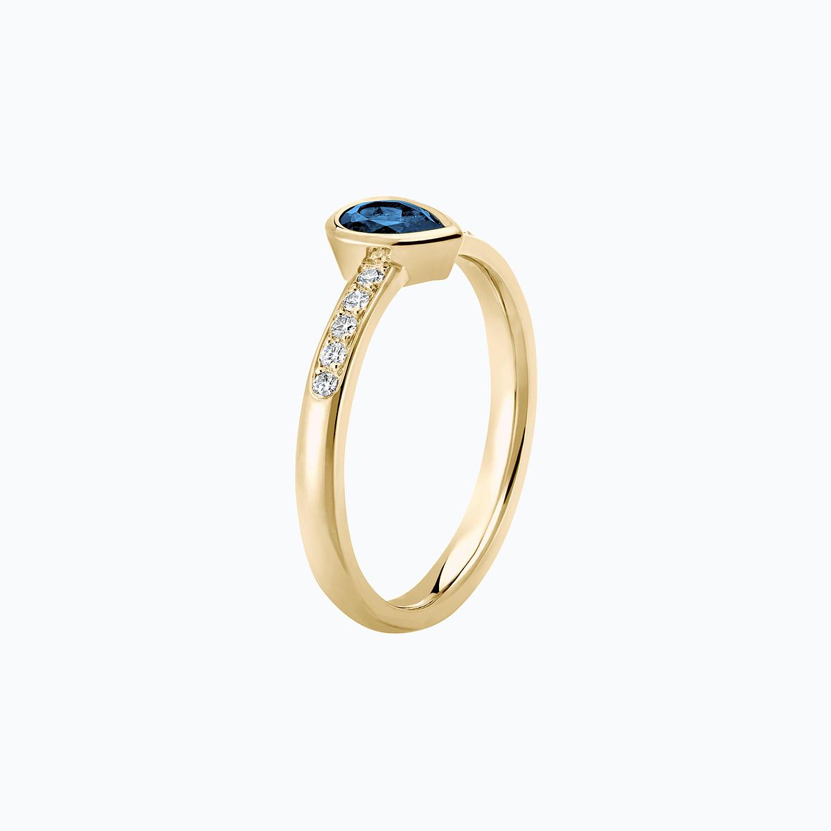 Solitaire Pavé Svadha Topaze Blue London 6 x 4 mm