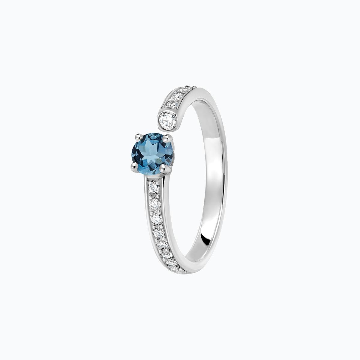 Solitaire Pavé Syracuse Aigue-Marine