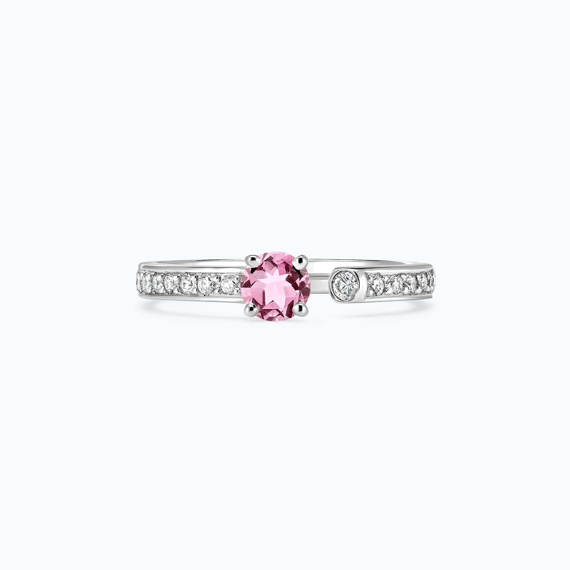 Solitaire Pavé Syracuse Saphir Rose Poudré
