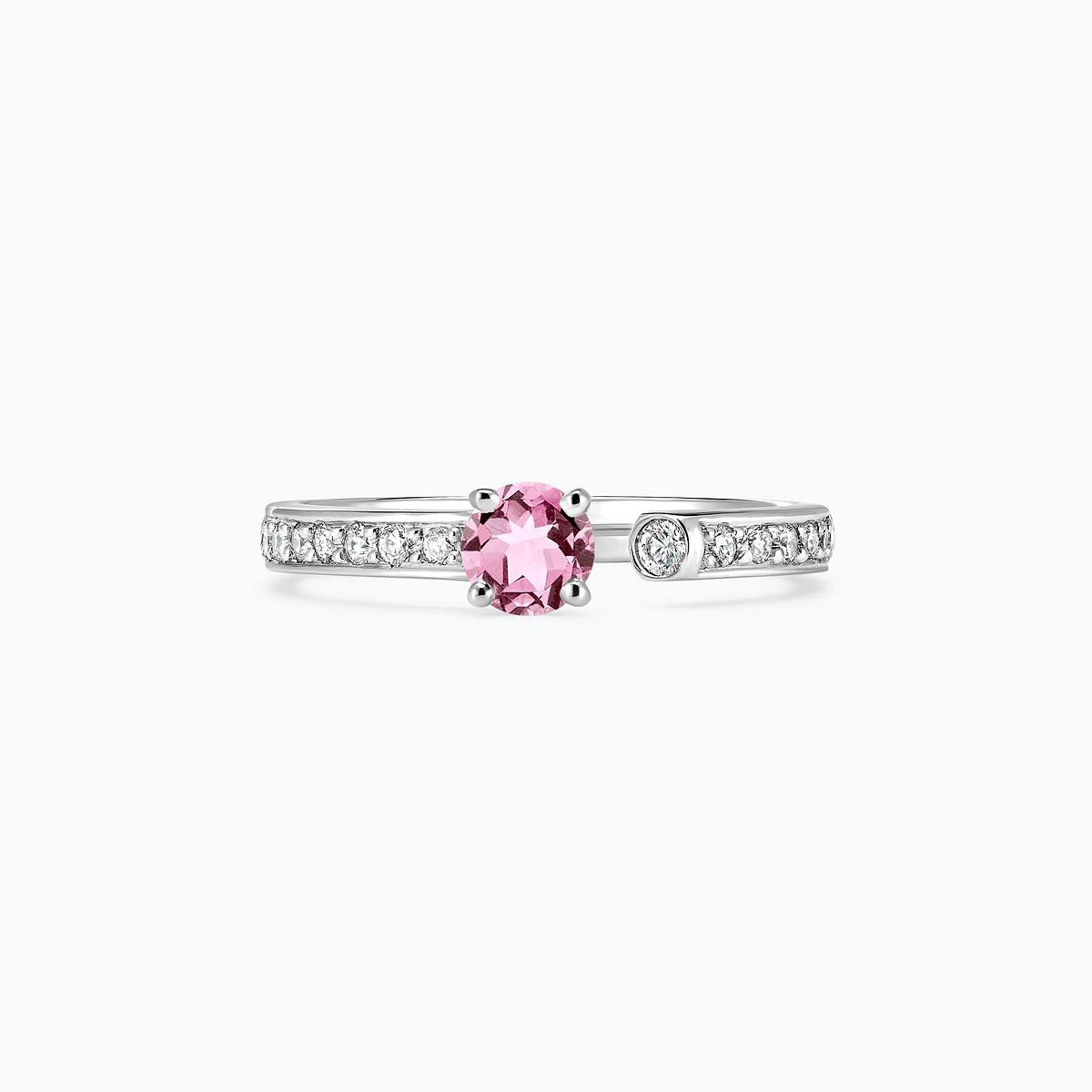 Solitaire Pavé Syracuse Saphir Rose Poudré