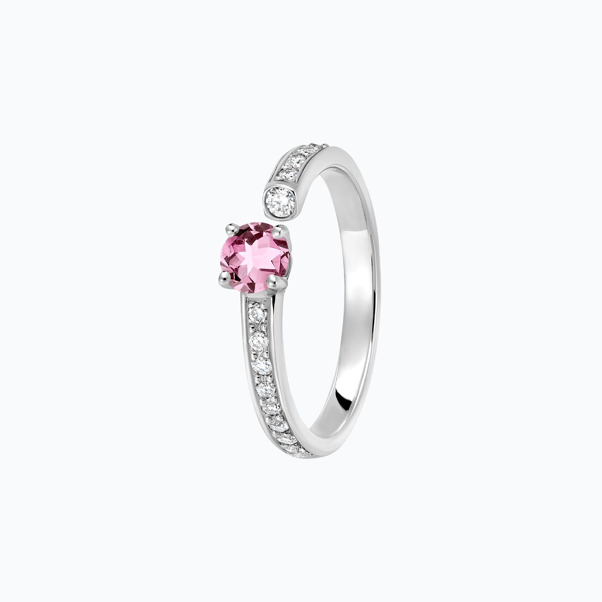 Solitaire Pavé Syracuse Saphir Rose Poudré