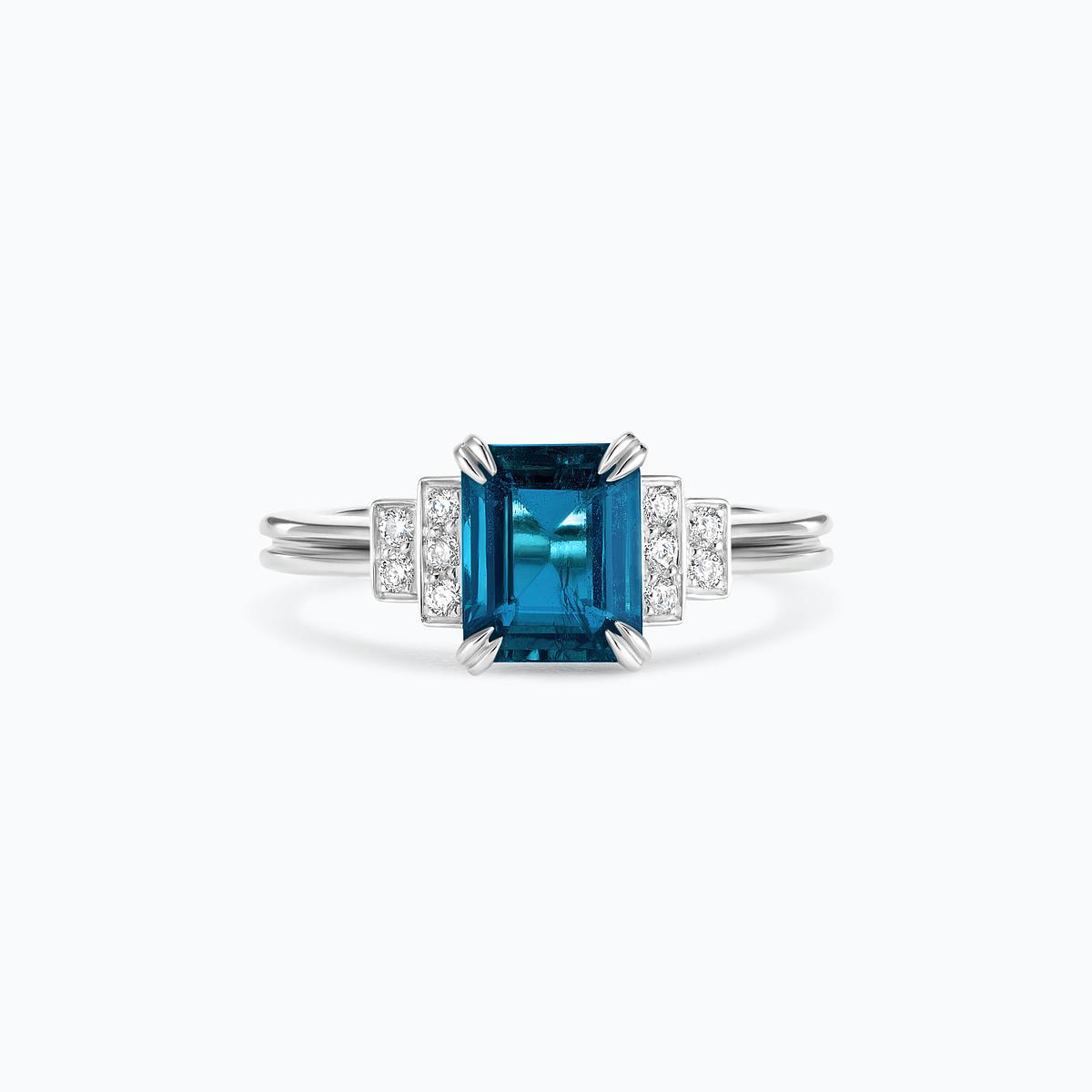 Solitaire Eileen Topaze Blue London 8 x 6 mm