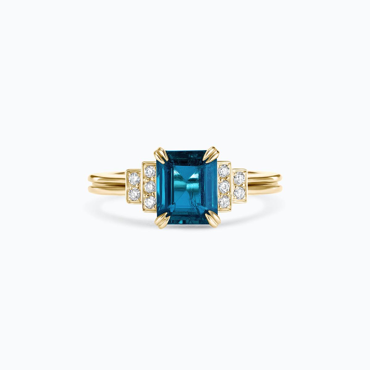 Solitaire Eileen Topaze Blue London 8 x 6 mm