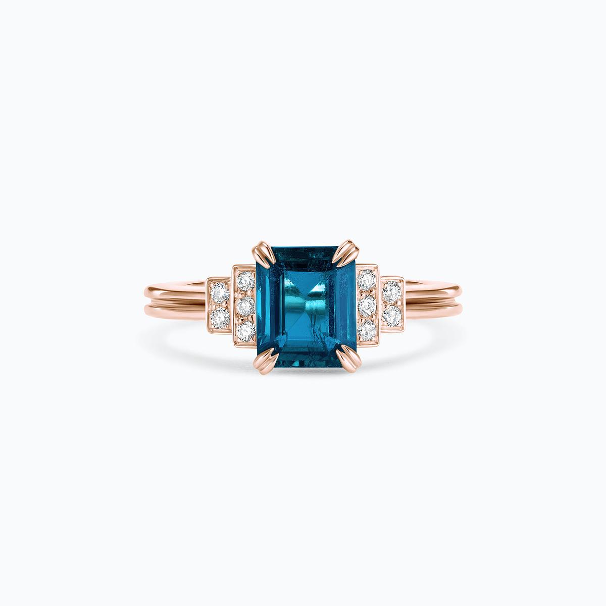 Solitaire Eileen Topaze Blue London 8 x 6 mm