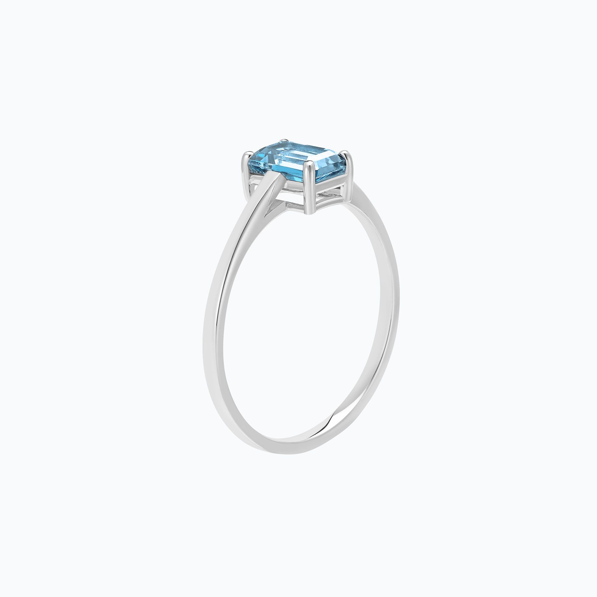 Solitaire Terry Aigue-Marine 6 x 4 mm