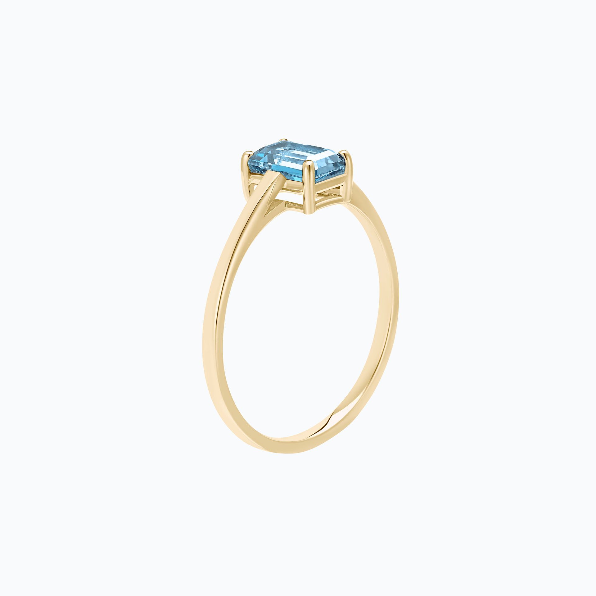 Solitaire Terry Aigue-Marine 6 x 4 mm