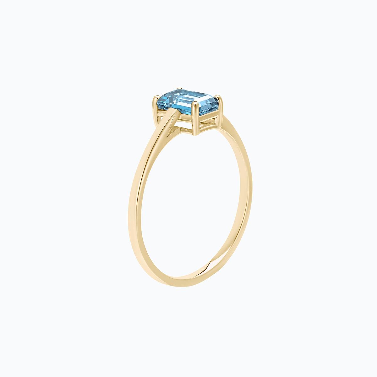 Solitaire Terry Aigue-Marine 6 x 4 mm