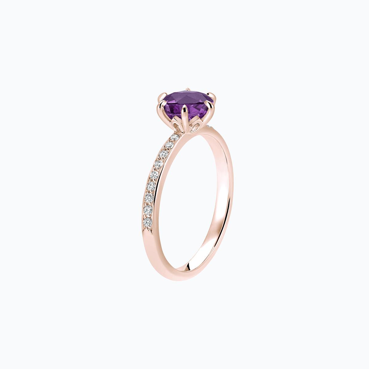 Solitaire Pavé Tulipe Améthyste 6 mm