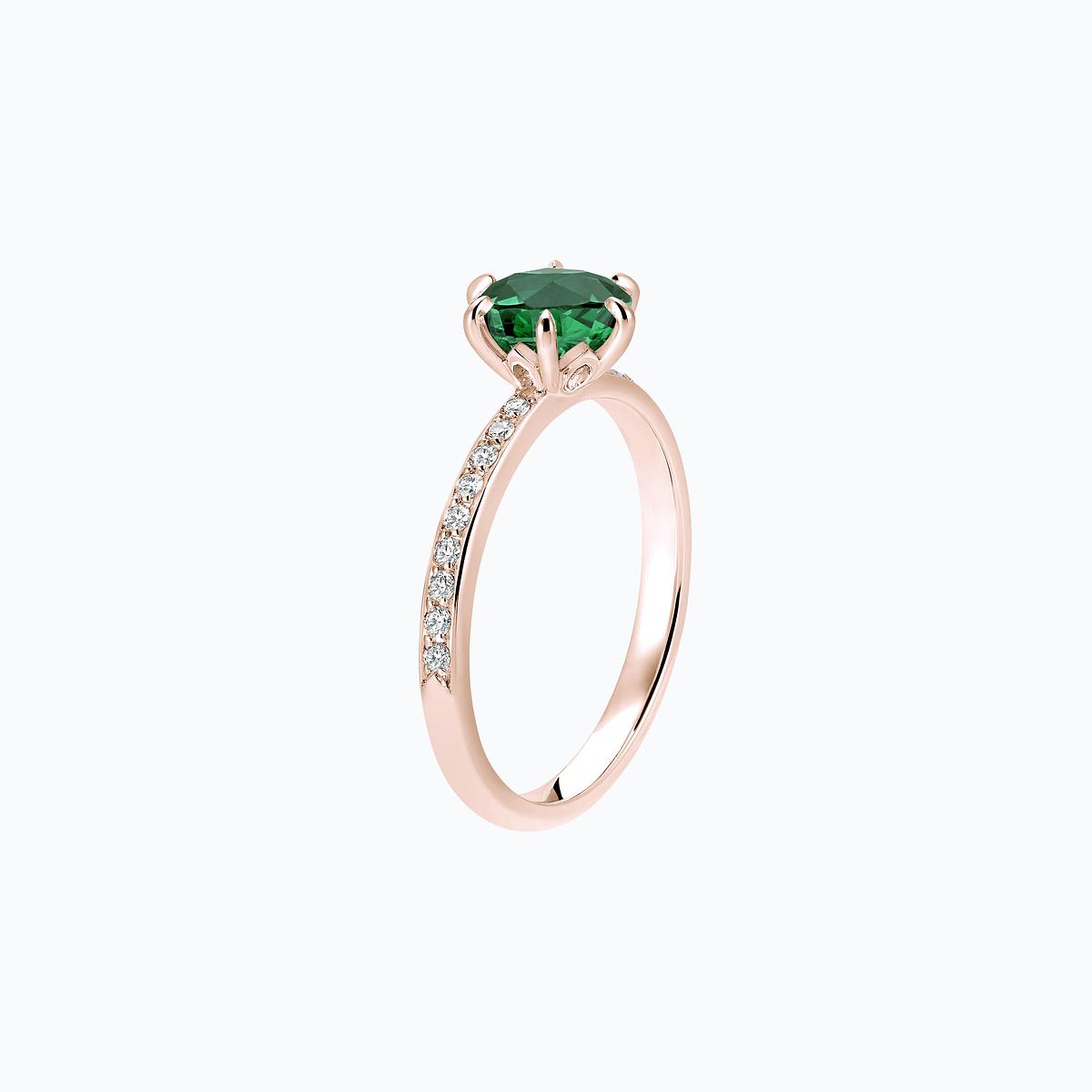 Solitaire Pavé Tulipe Émeraude 6 mm