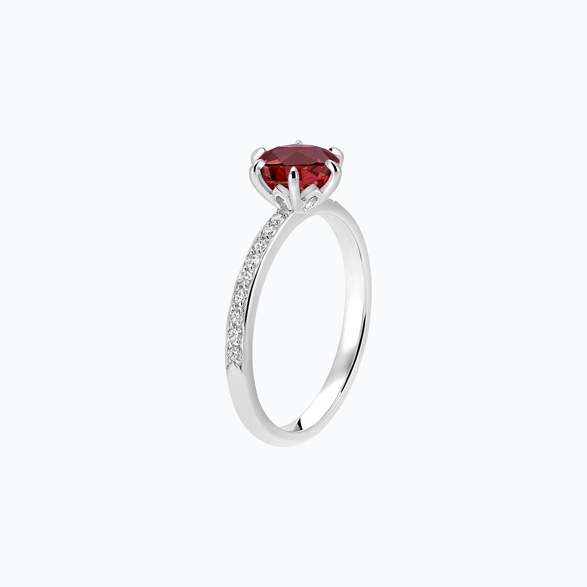 Solitaire Pavé Tulipe Rubis 6 mm