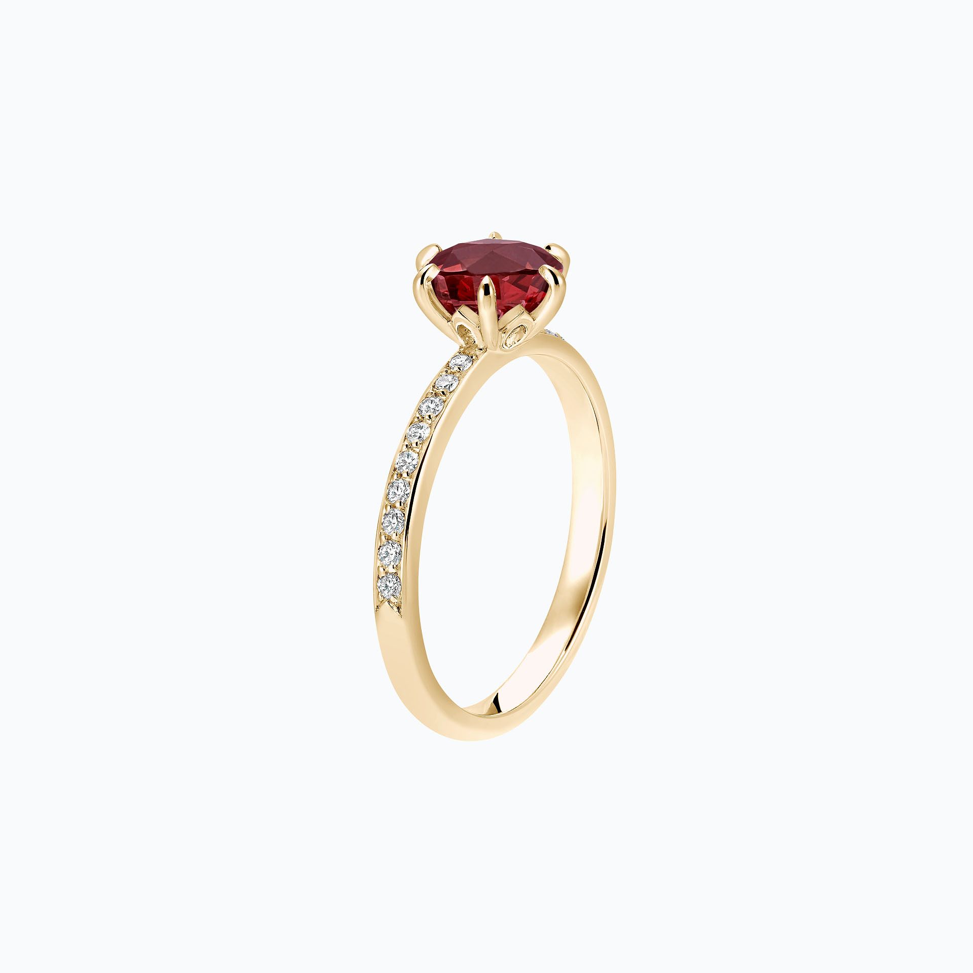 Solitaire Pavé Tulipe Rubis 6 mm