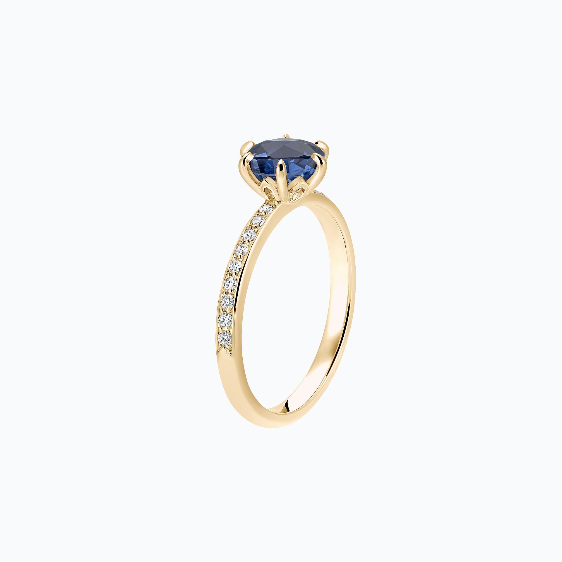 Solitaire Pavé Tulipe Saphir 6 mm