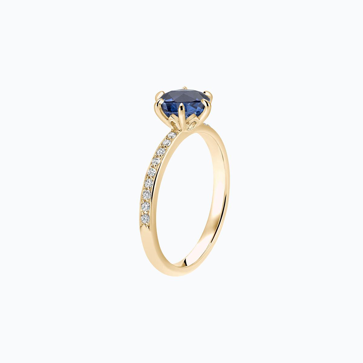 Solitaire Pavé Tulipe Saphir 6 mm