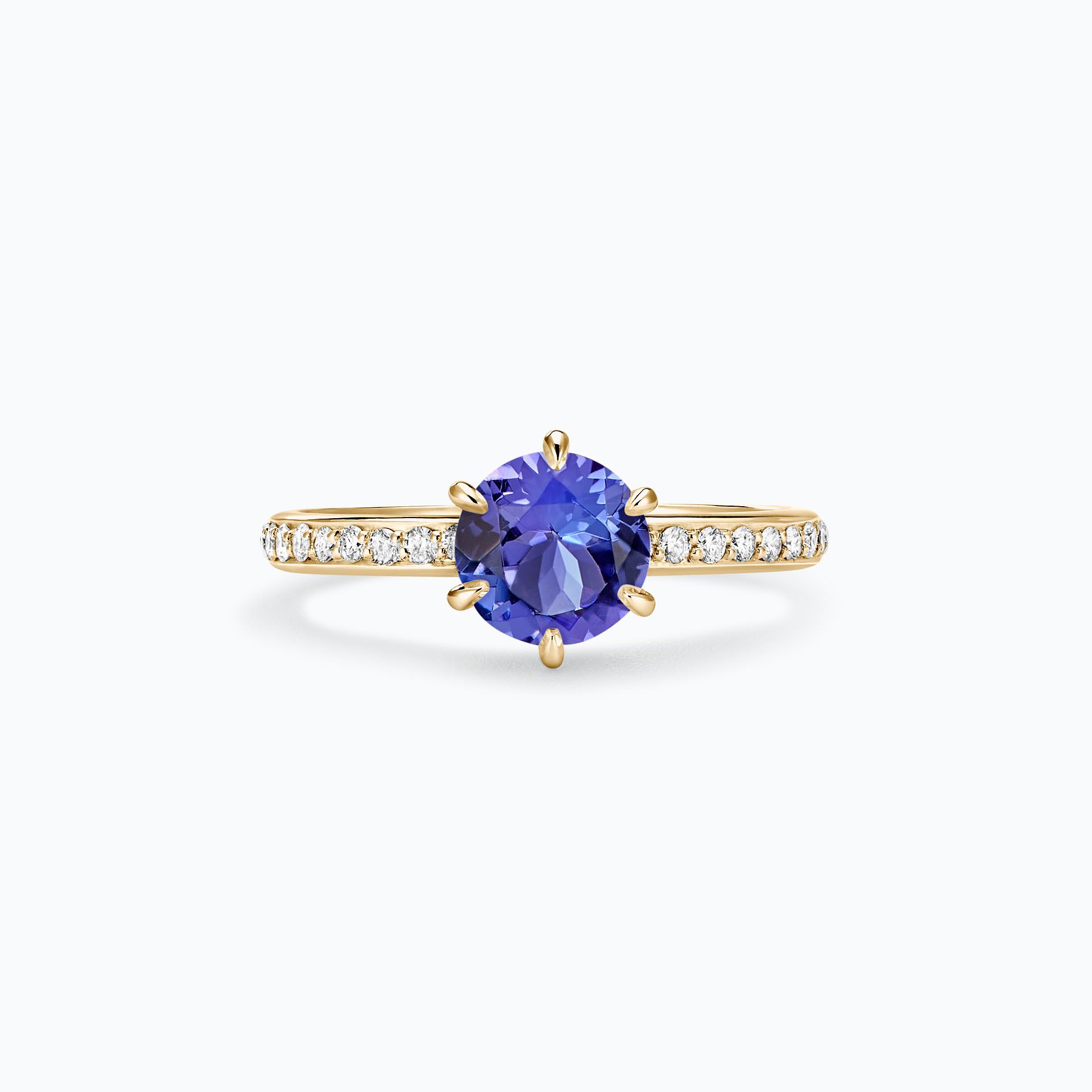 Solitaire Pavé Tulipe Tanzanite 6 mm