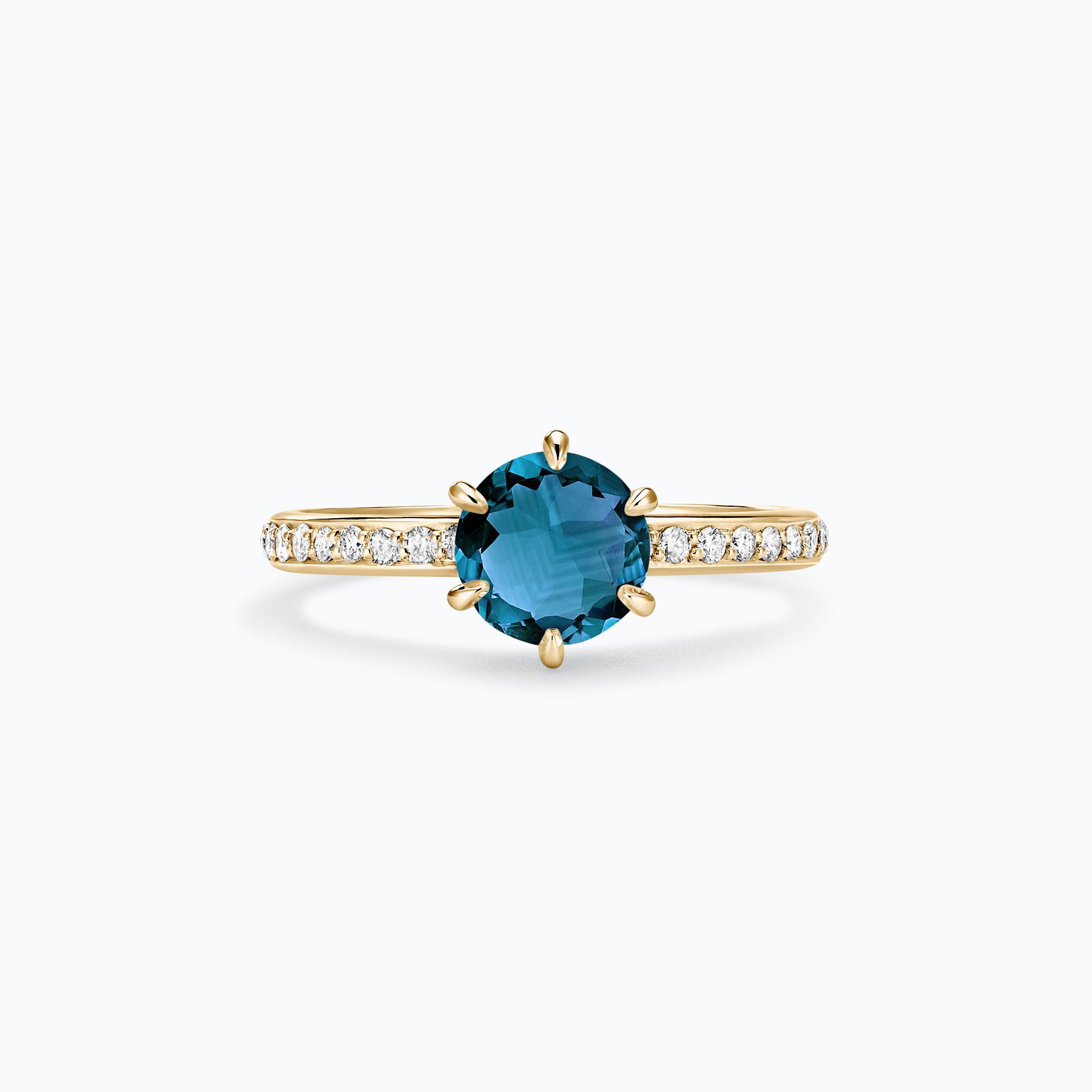 Solitaire Pavé Tulipe Topaze Blue London 6 mm