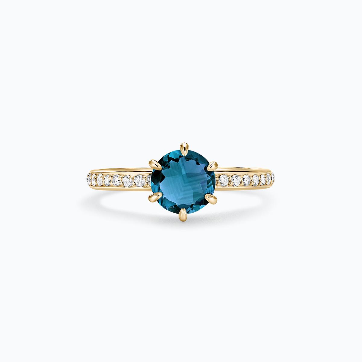 Solitaire Pavé Tulipe Topaze Blue London 6 mm
