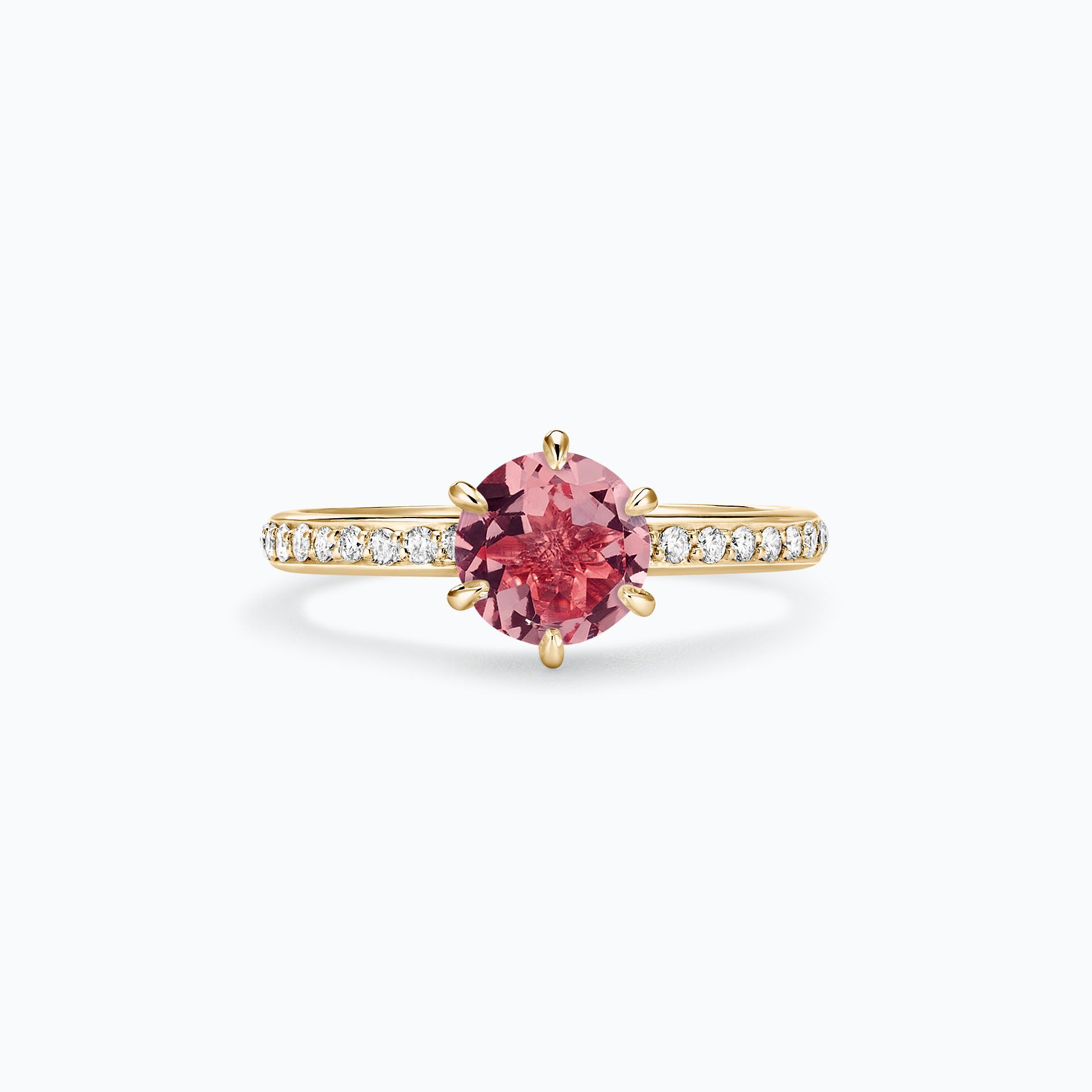 Solitaire Pavé Tulipe Tourmaline 6 mm