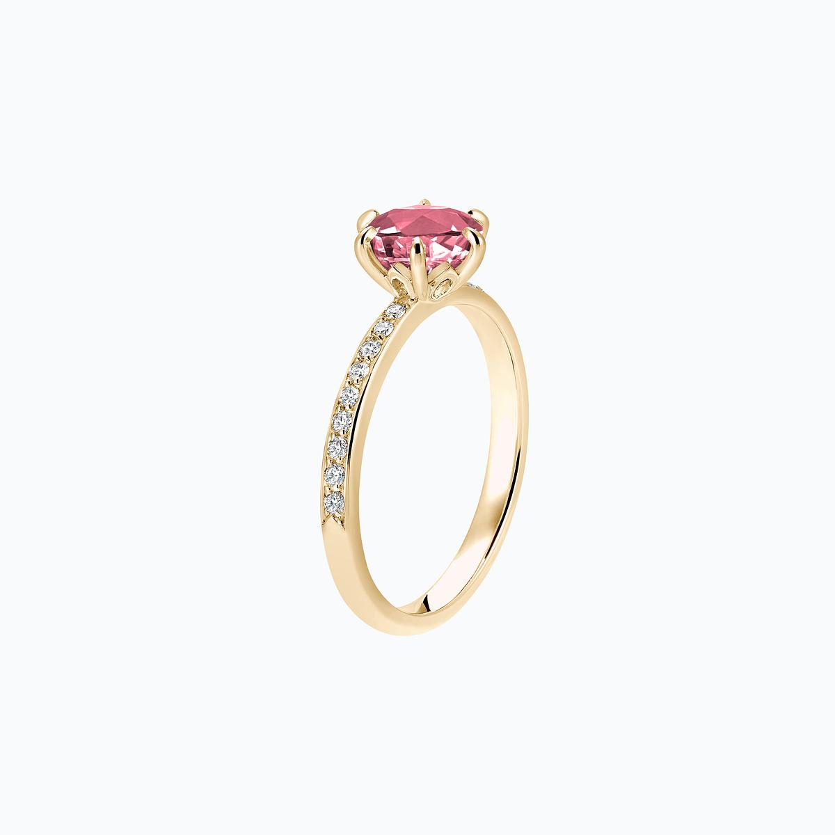Solitaire Pavé Tulipe Tourmaline 6 mm