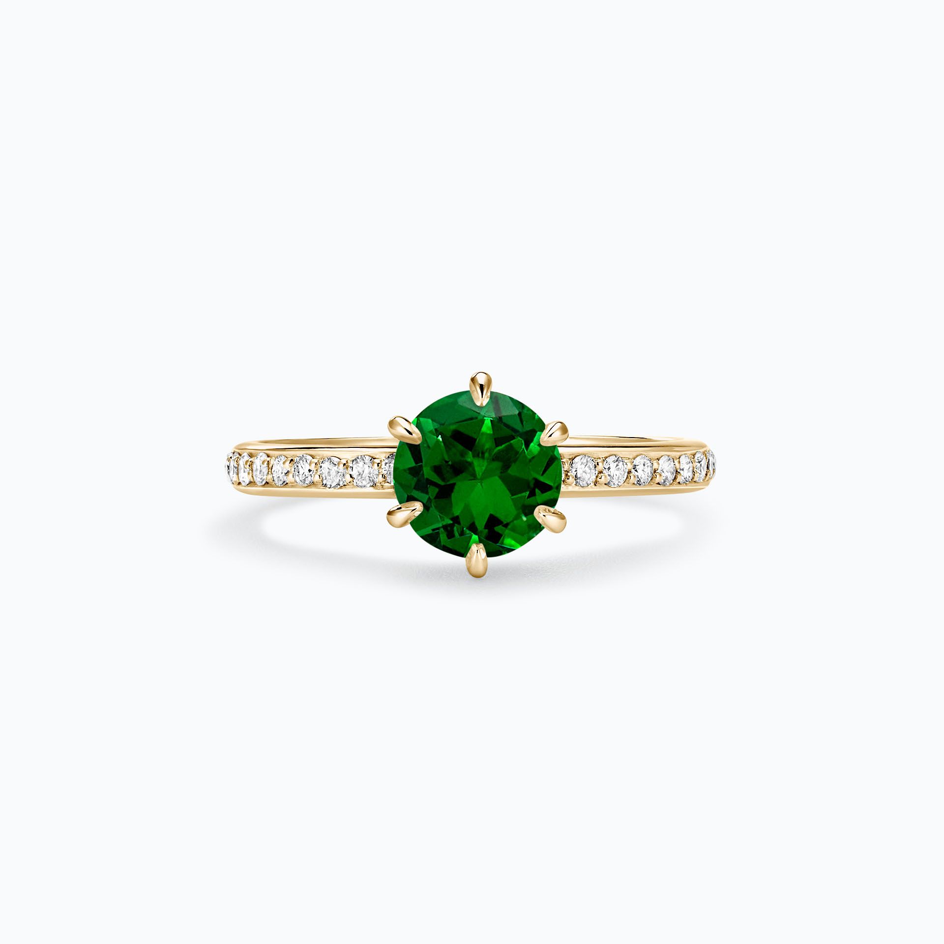 Solitaire Pavé Tulipe Tsavorite 6 mm