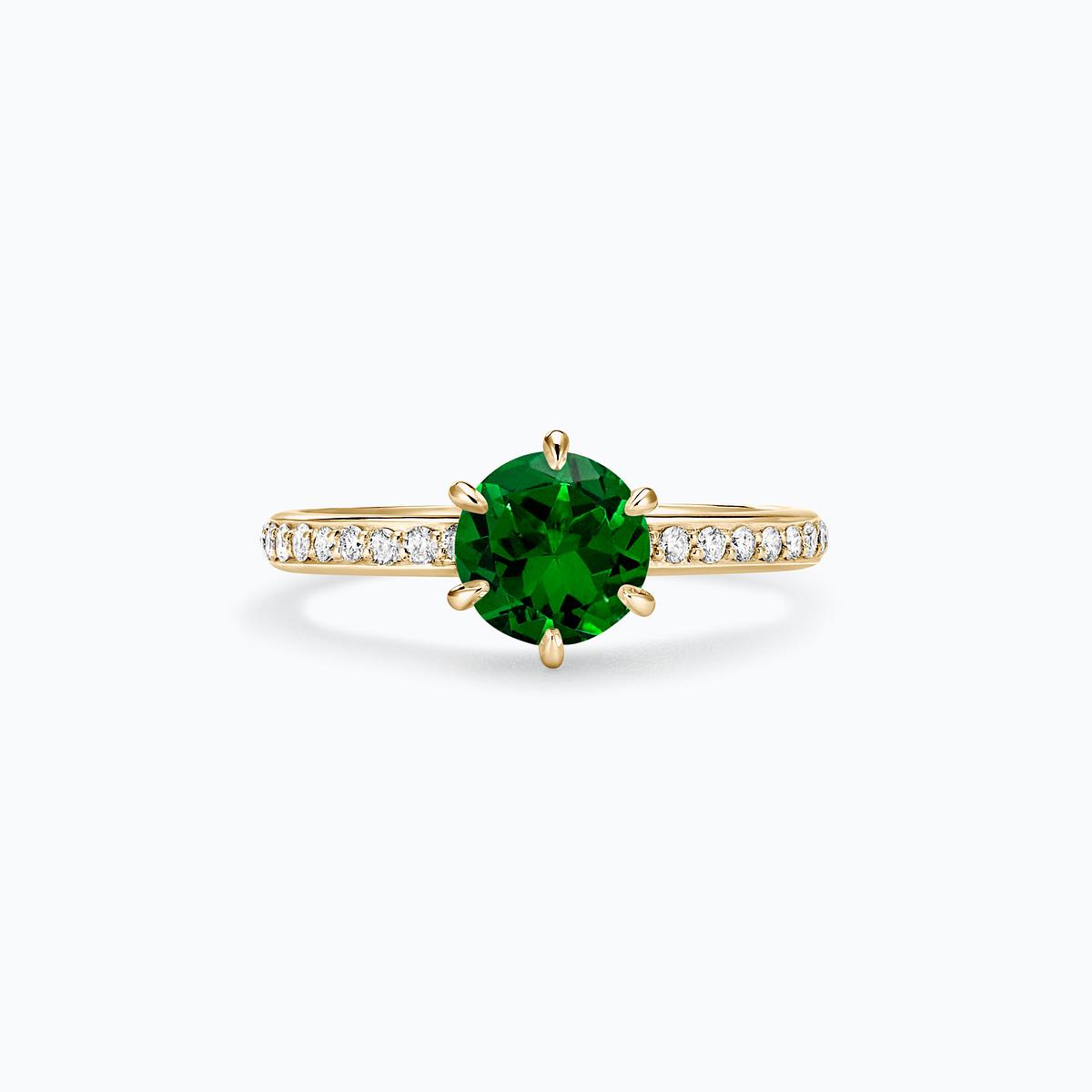 Solitaire Pavé Tulipe Tsavorite 6 mm