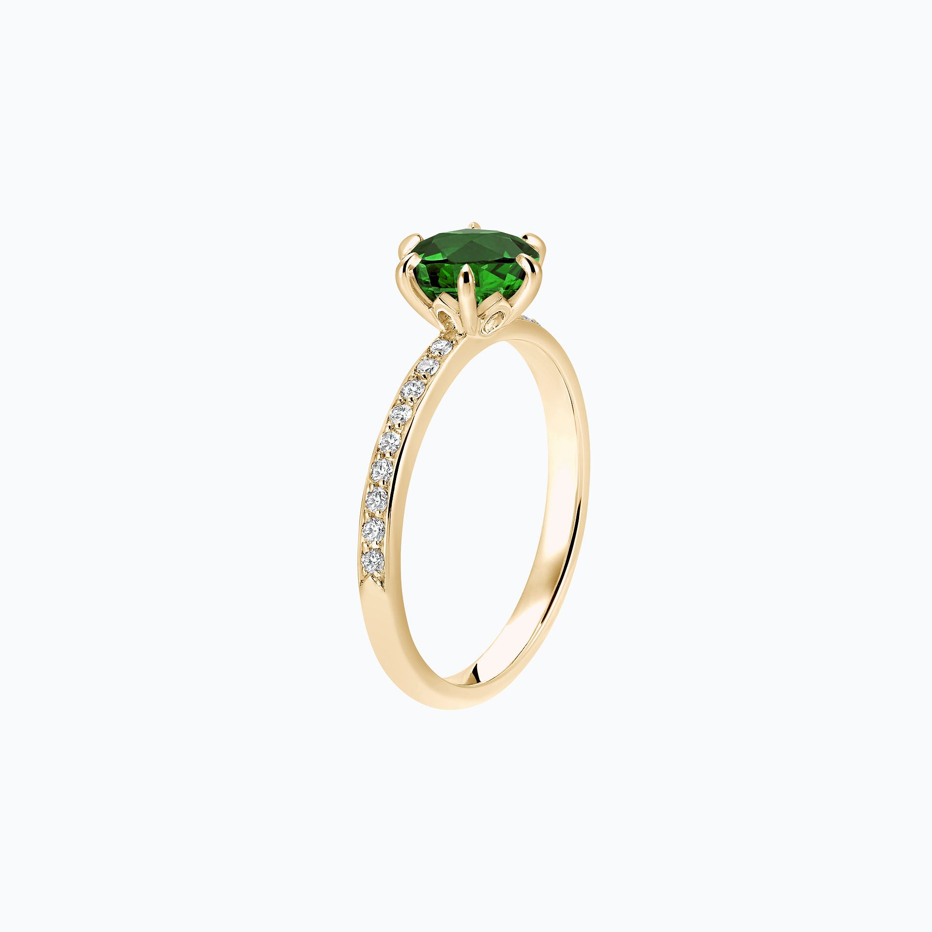 Solitaire Pavé Tulipe Tsavorite 6 mm