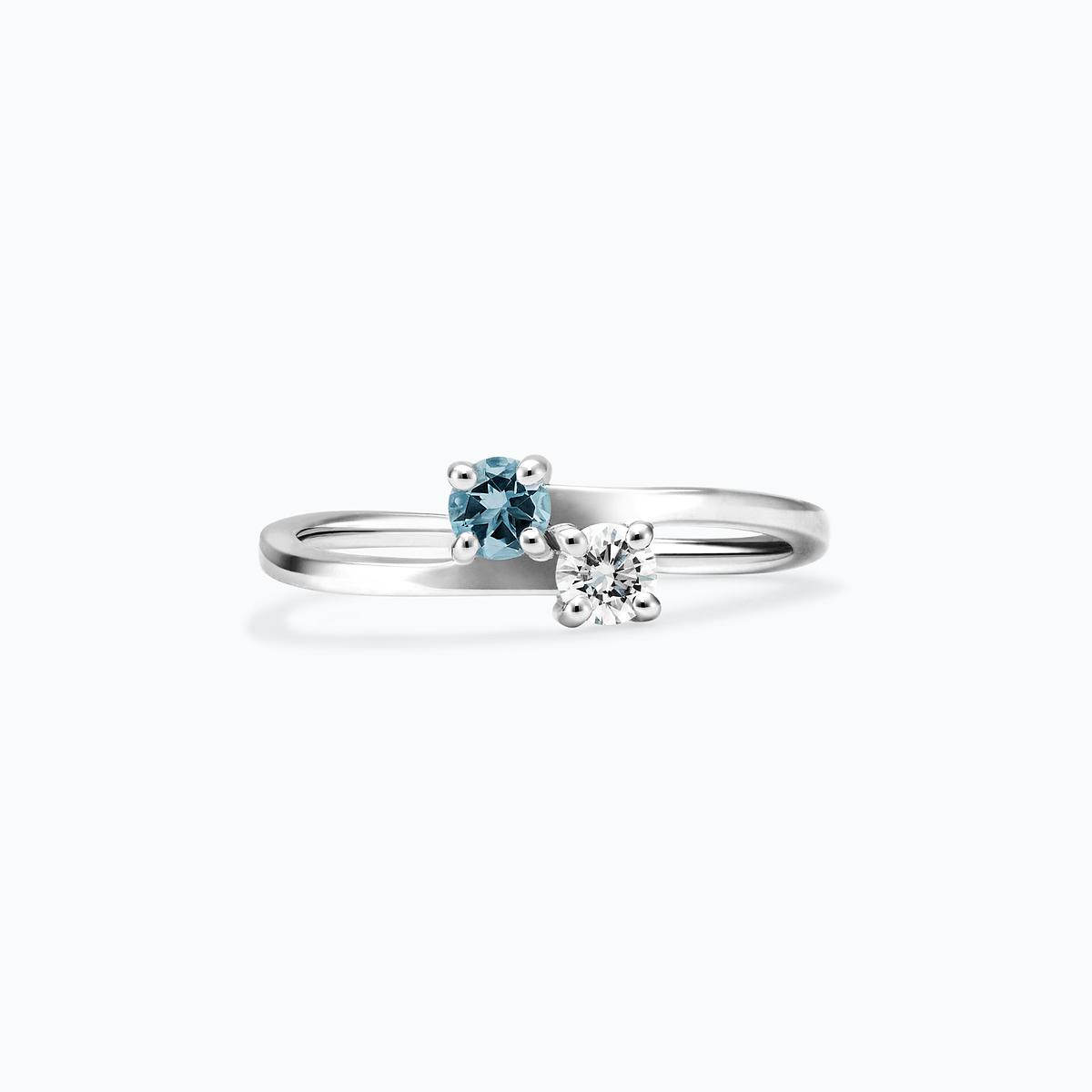 Solitaire Yoko et John Aigue-Marine 3.5 mm