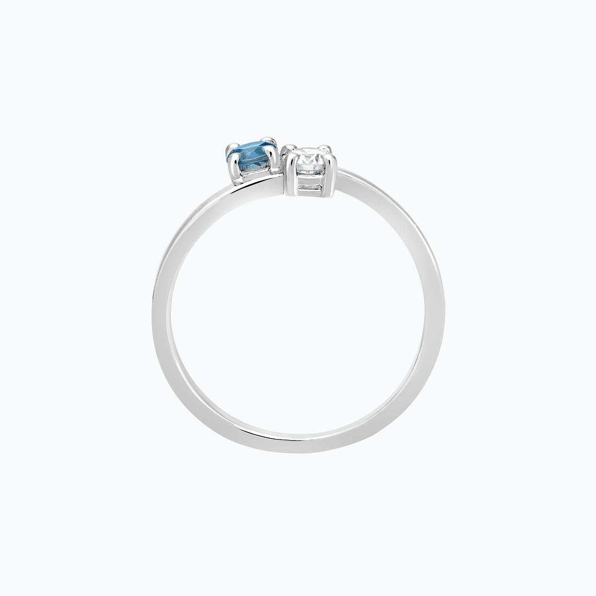 Solitaire Yoko et John Aigue-Marine 3.5 mm
