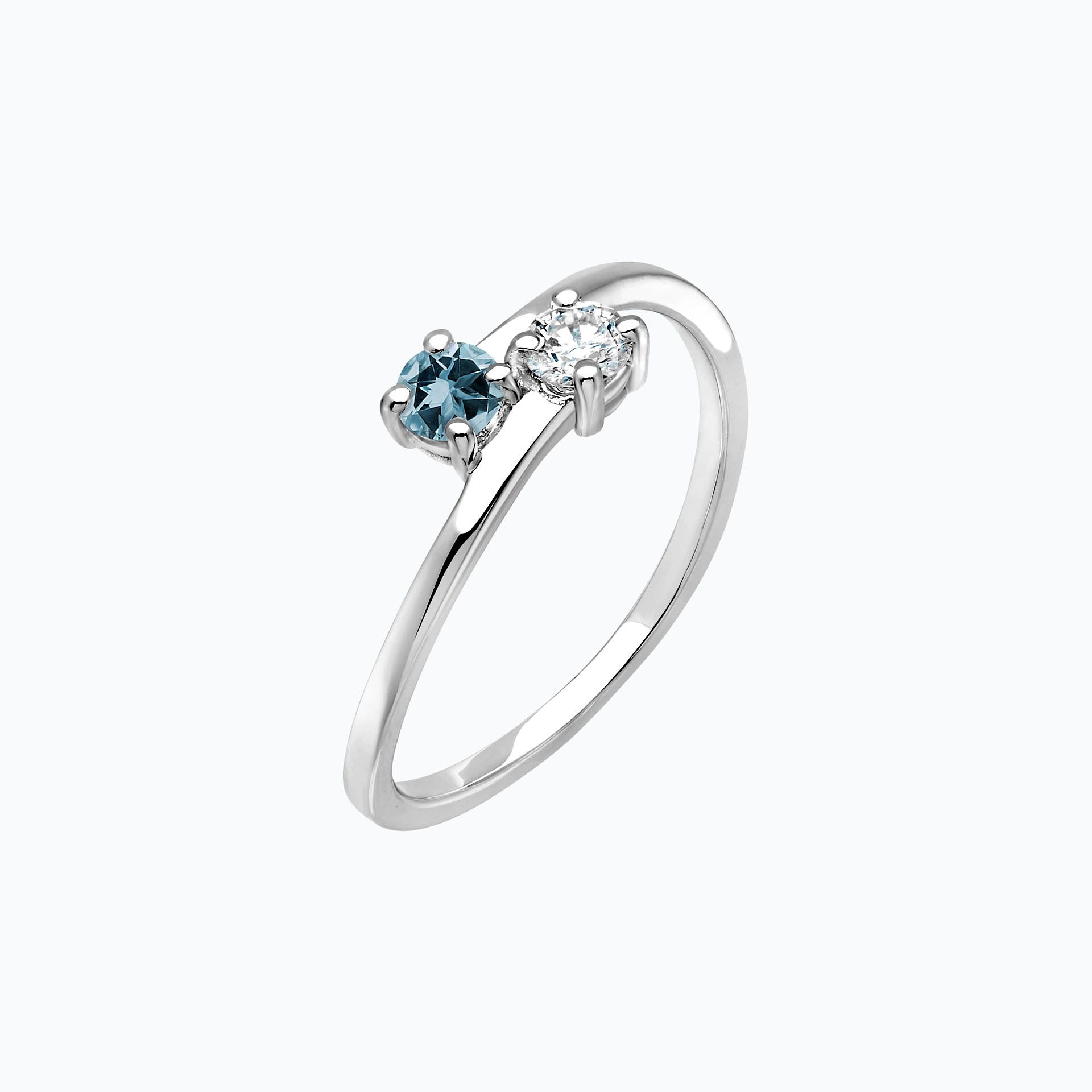 Solitaire Yoko et John Aigue-Marine 3.5 mm
