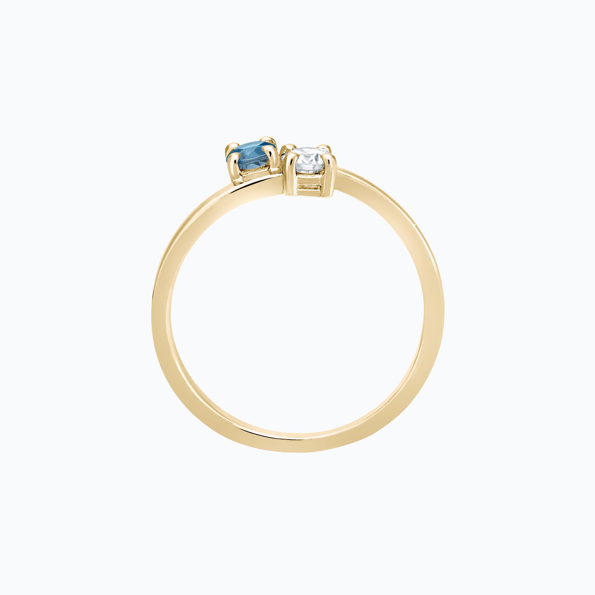 Solitaire Yoko et John Aigue-Marine 3.5 mm