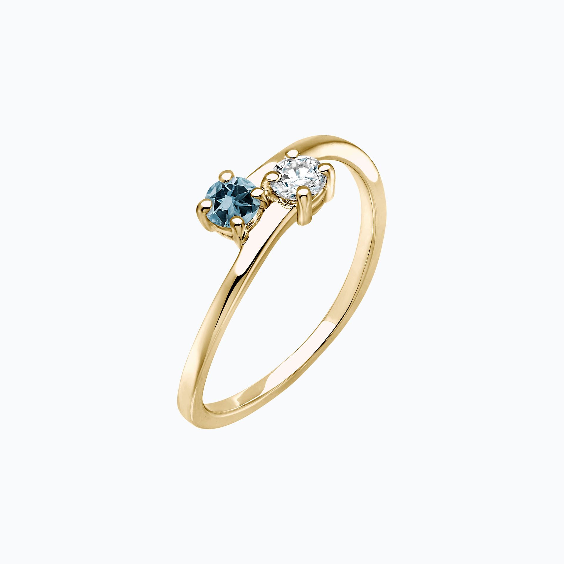 Solitaire Yoko et John Aigue-Marine 3.5 mm