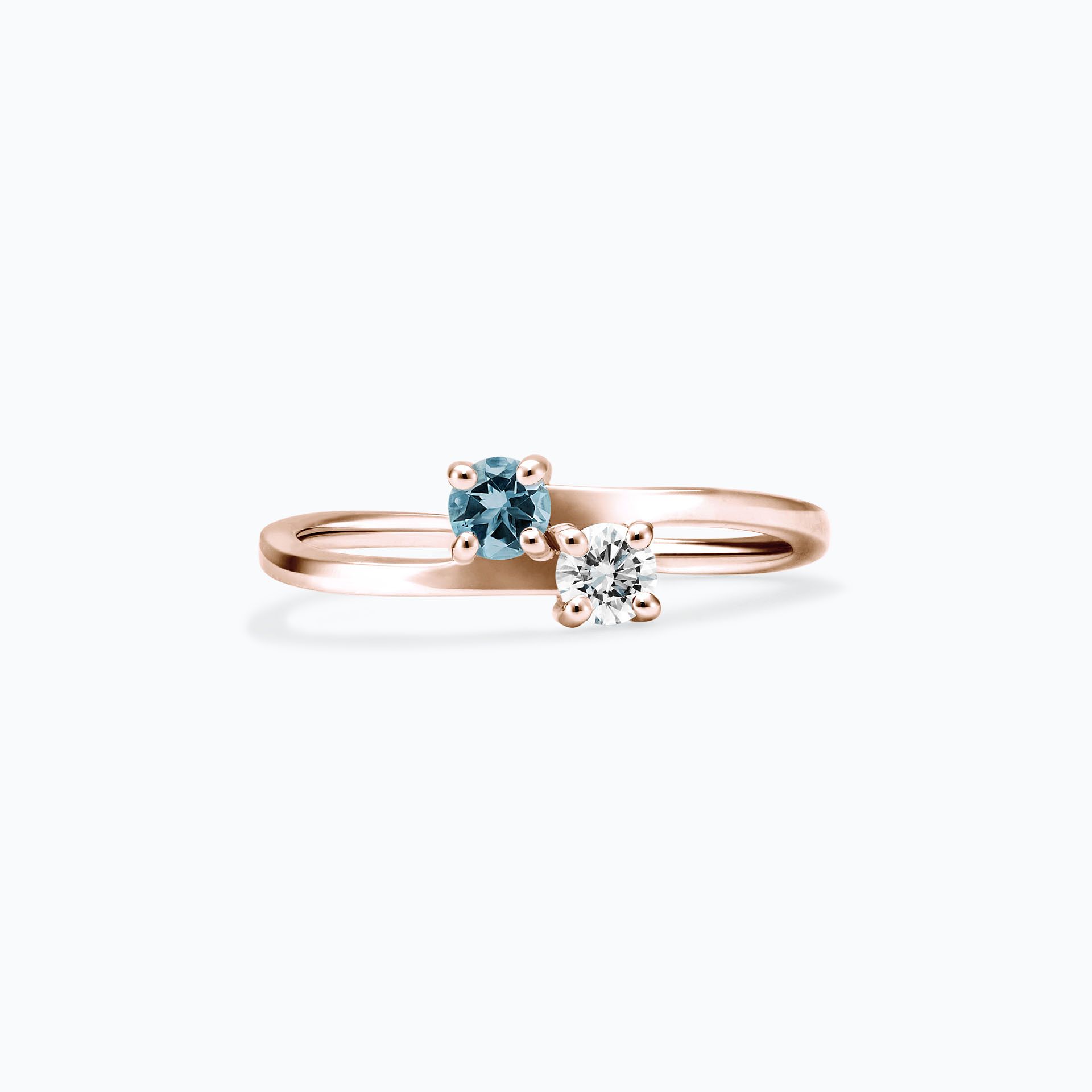 Solitaire Yoko et John Aigue-Marine 3.5 mm