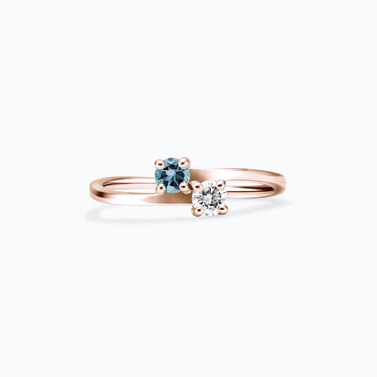 Solitaire Yoko et John Aigue-Marine 3.5 mm