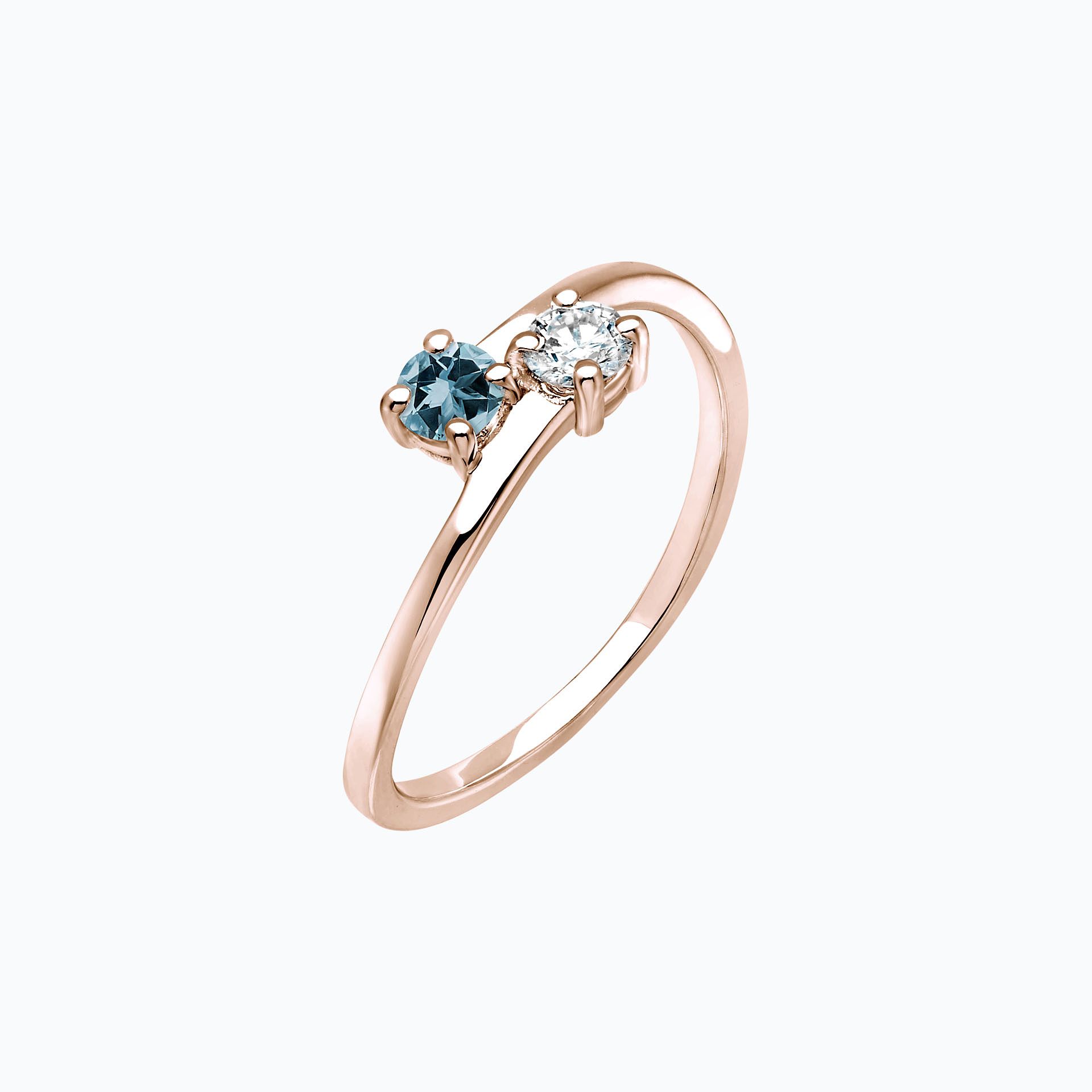 Solitaire Yoko et John Aigue-Marine 3.5 mm