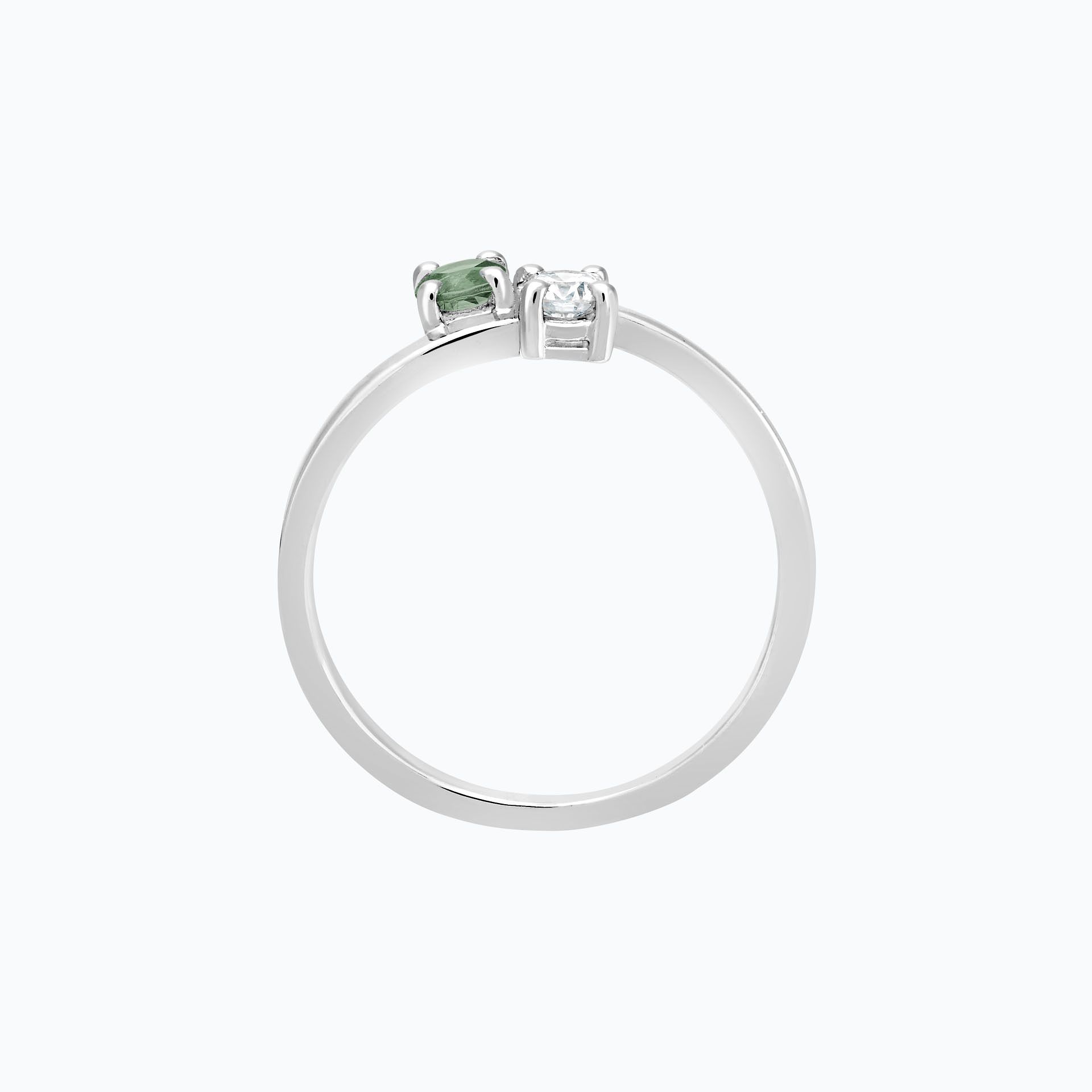 Solitaire Yoko et John Saphir Vert 3.5 mm