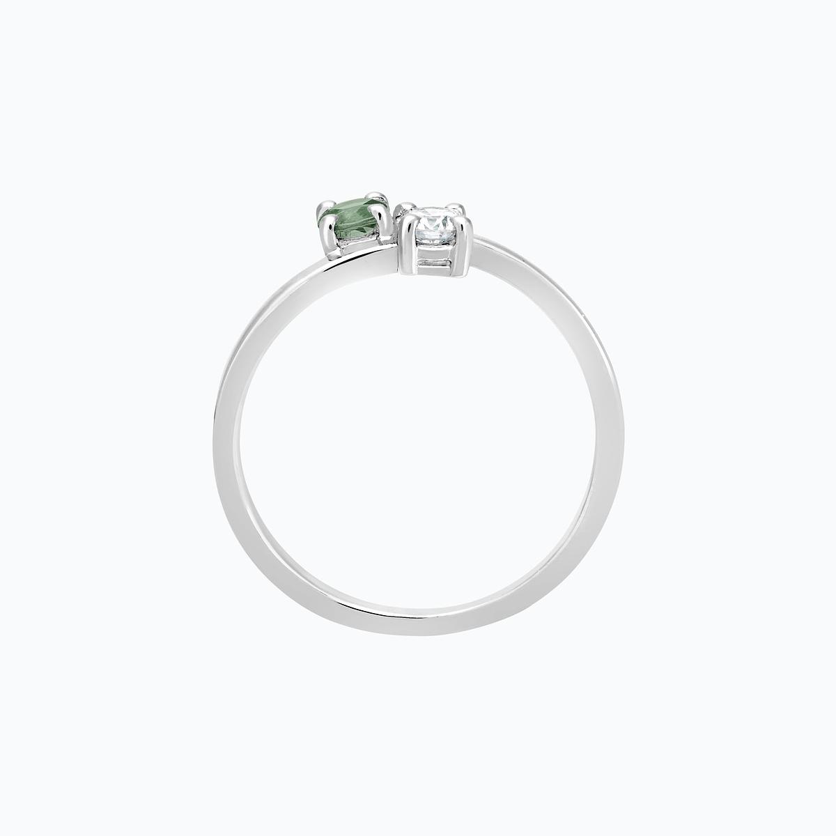 Solitaire Yoko et John Saphir Vert 3.5 mm