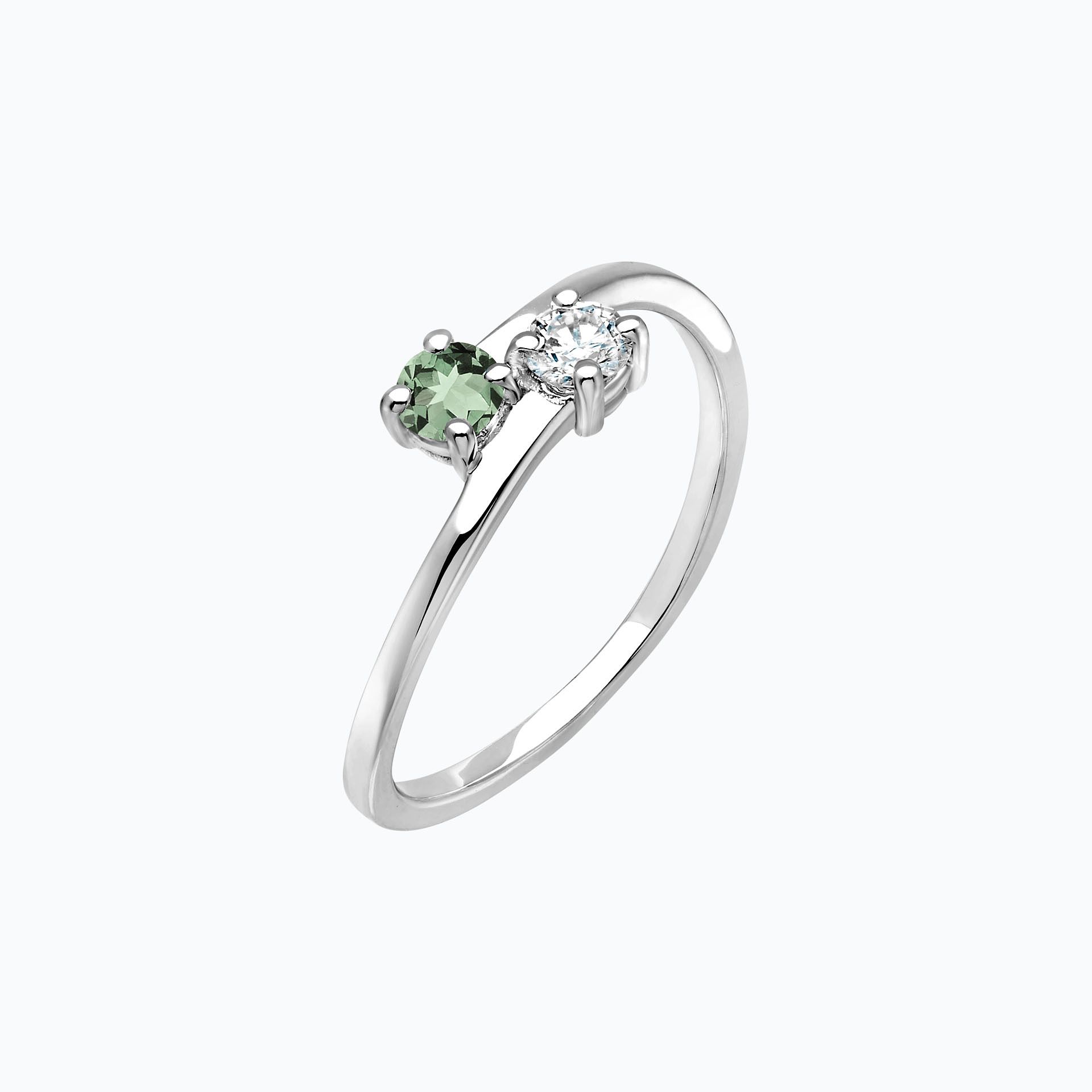 Solitaire Yoko et John Saphir Vert 3.5 mm