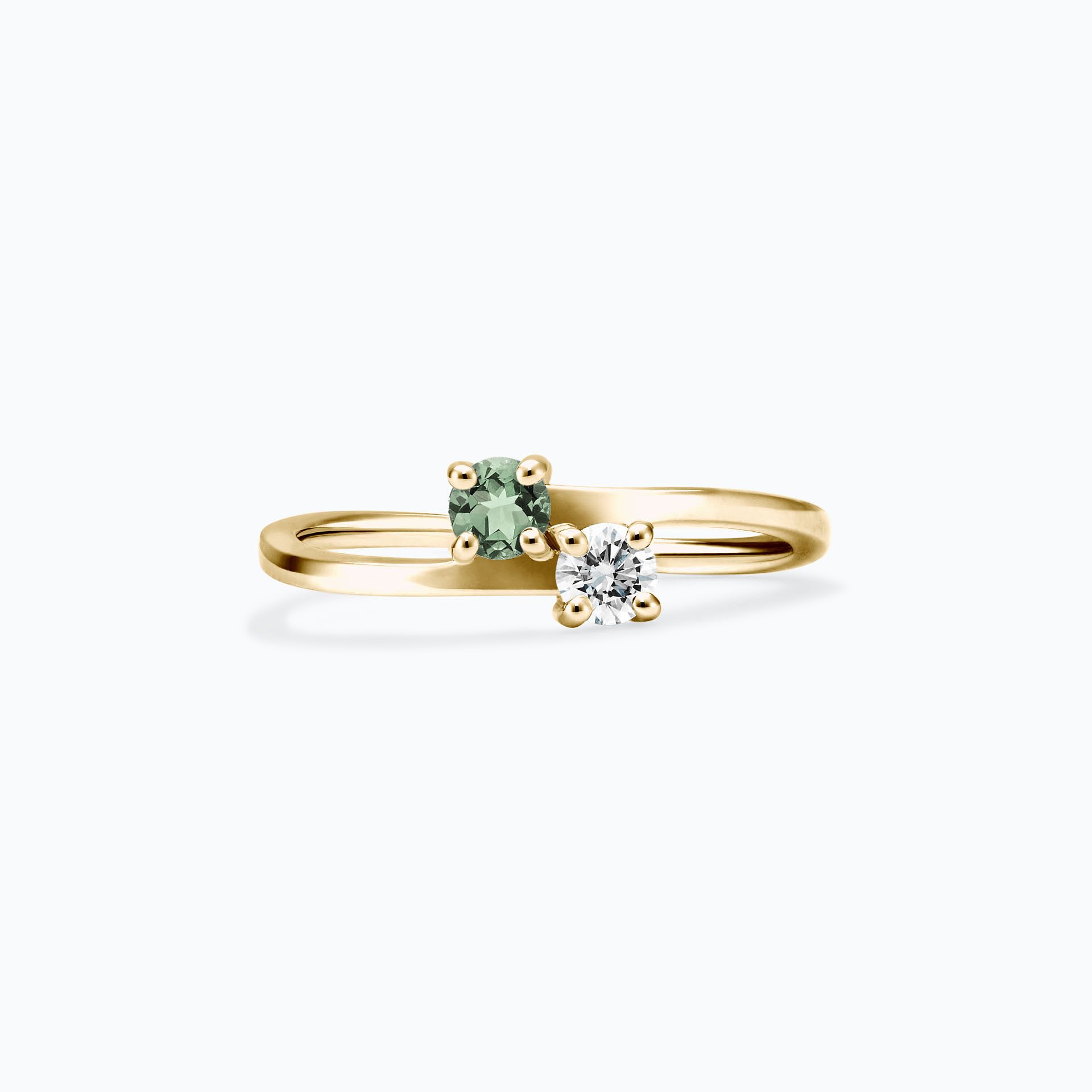Solitaire Yoko et John Saphir Vert 3.5 mm