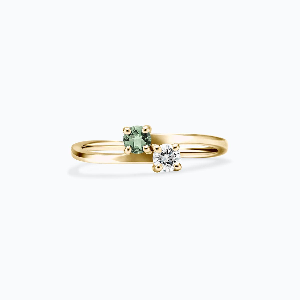 Solitaire Yoko et John Saphir Vert 3.5 mm