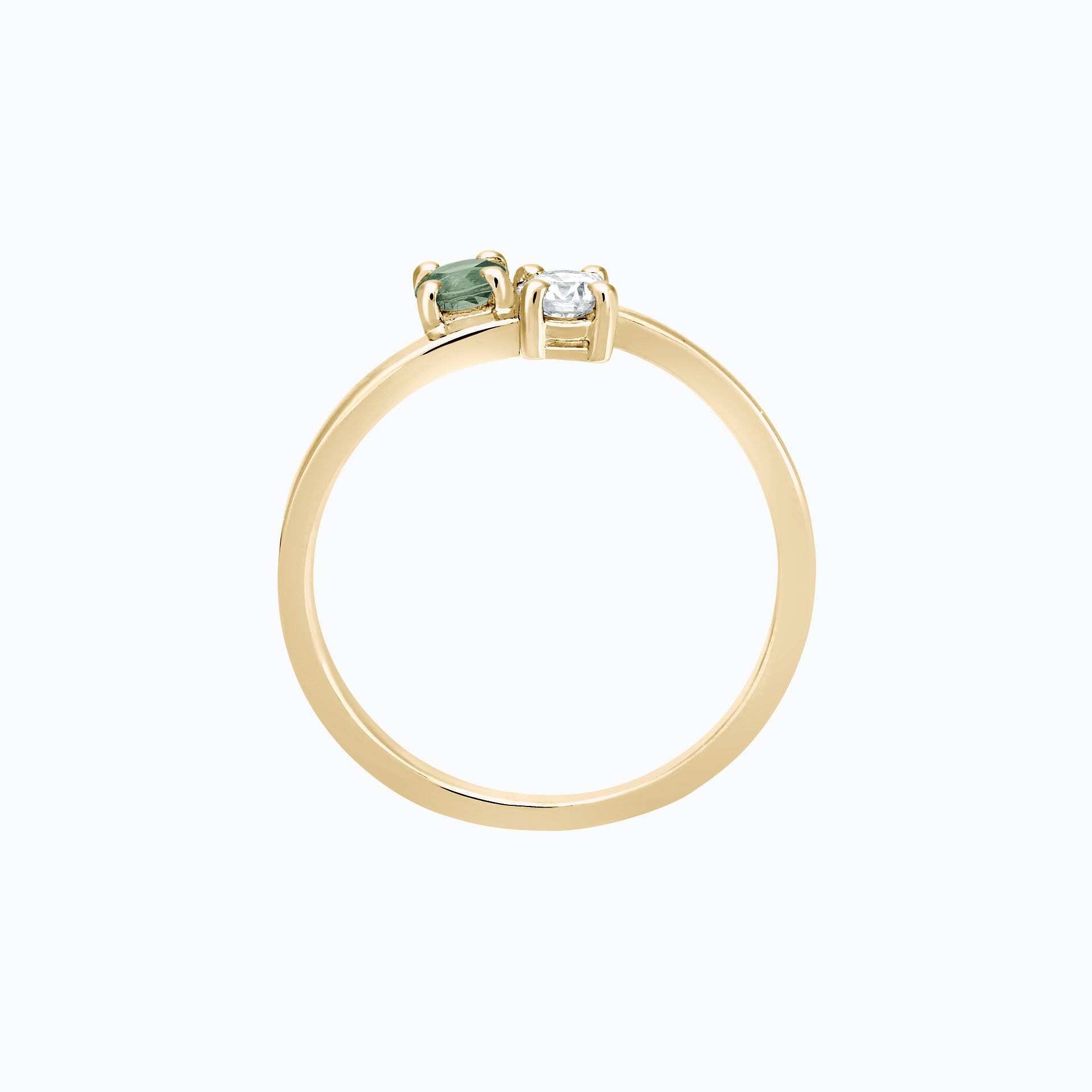 Solitaire Yoko et John Saphir Vert 3.5 mm