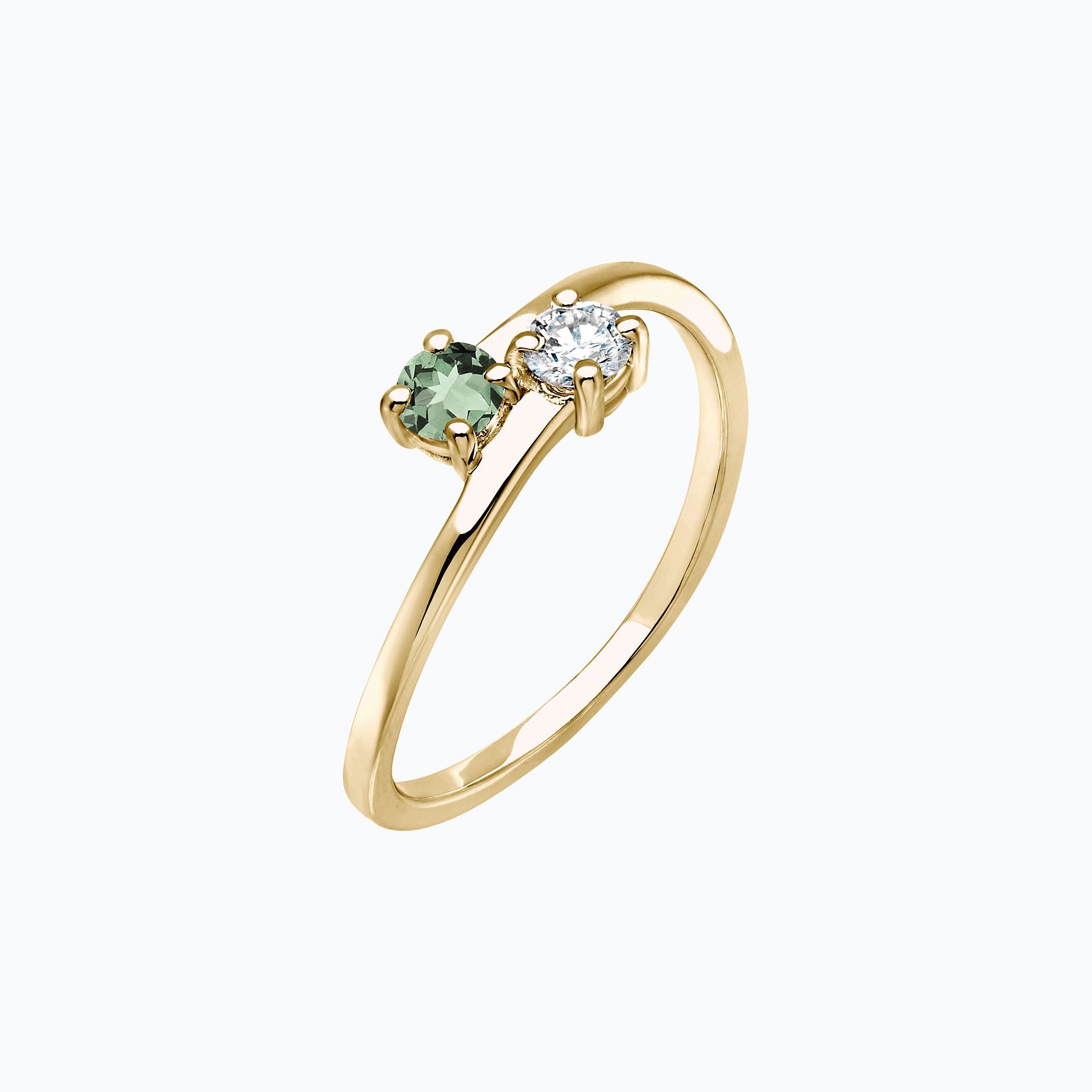 Solitaire Yoko et John Saphir Vert 3.5 mm