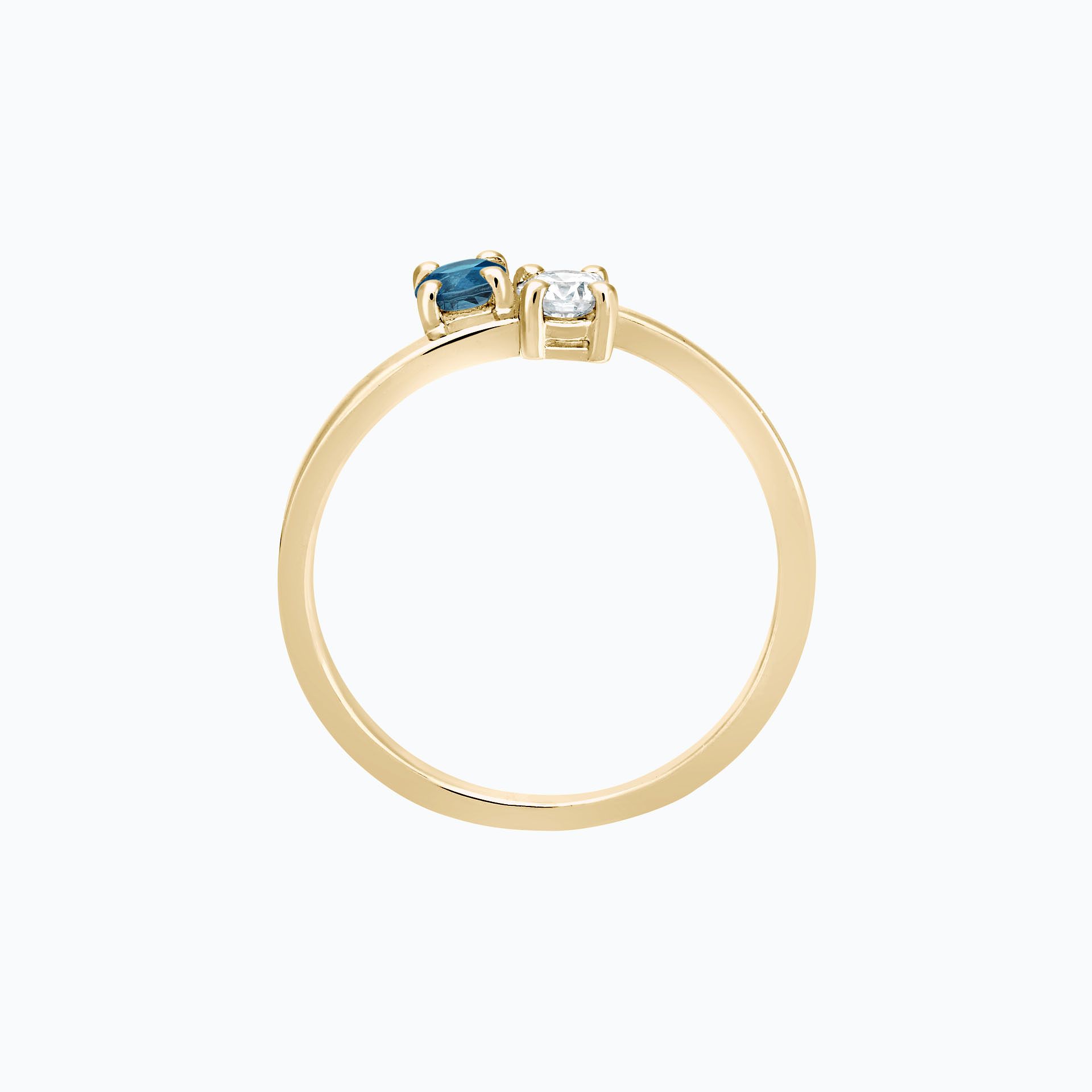 Solitaire Yoko et John Topaze Blue London 3.5 mm