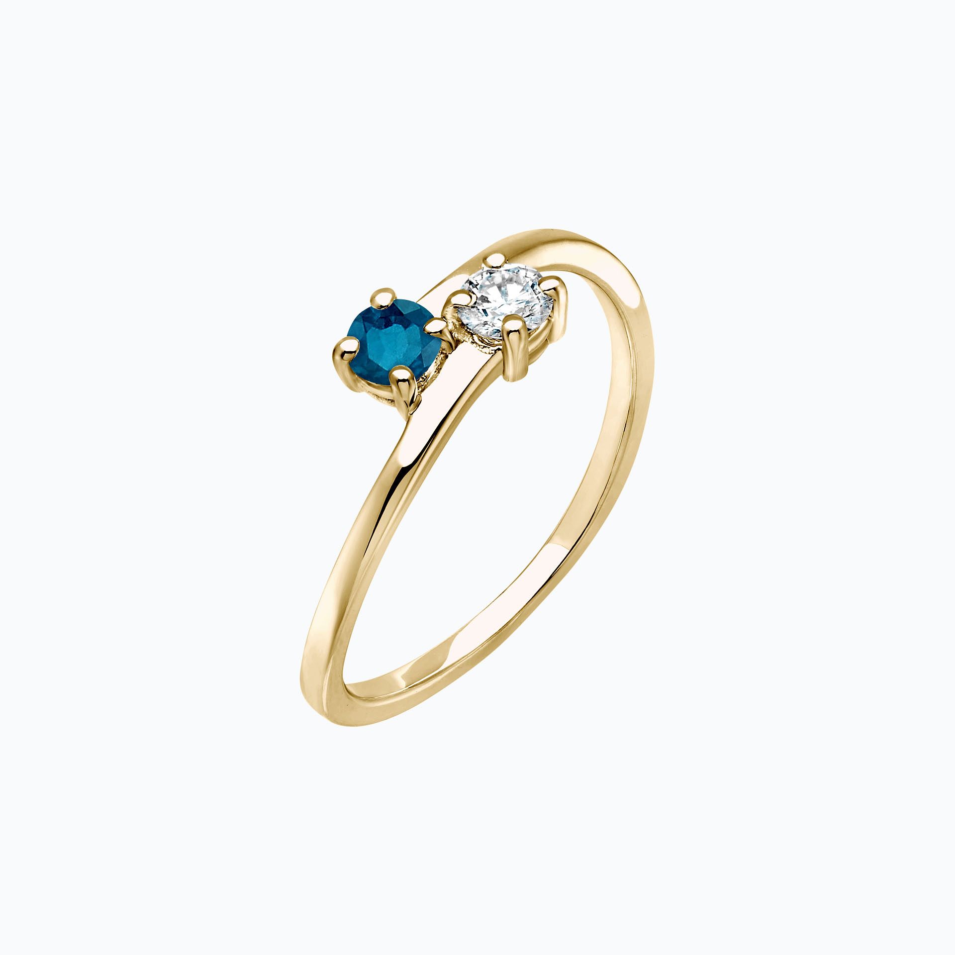 Solitaire Yoko et John Topaze Blue London 3.5 mm