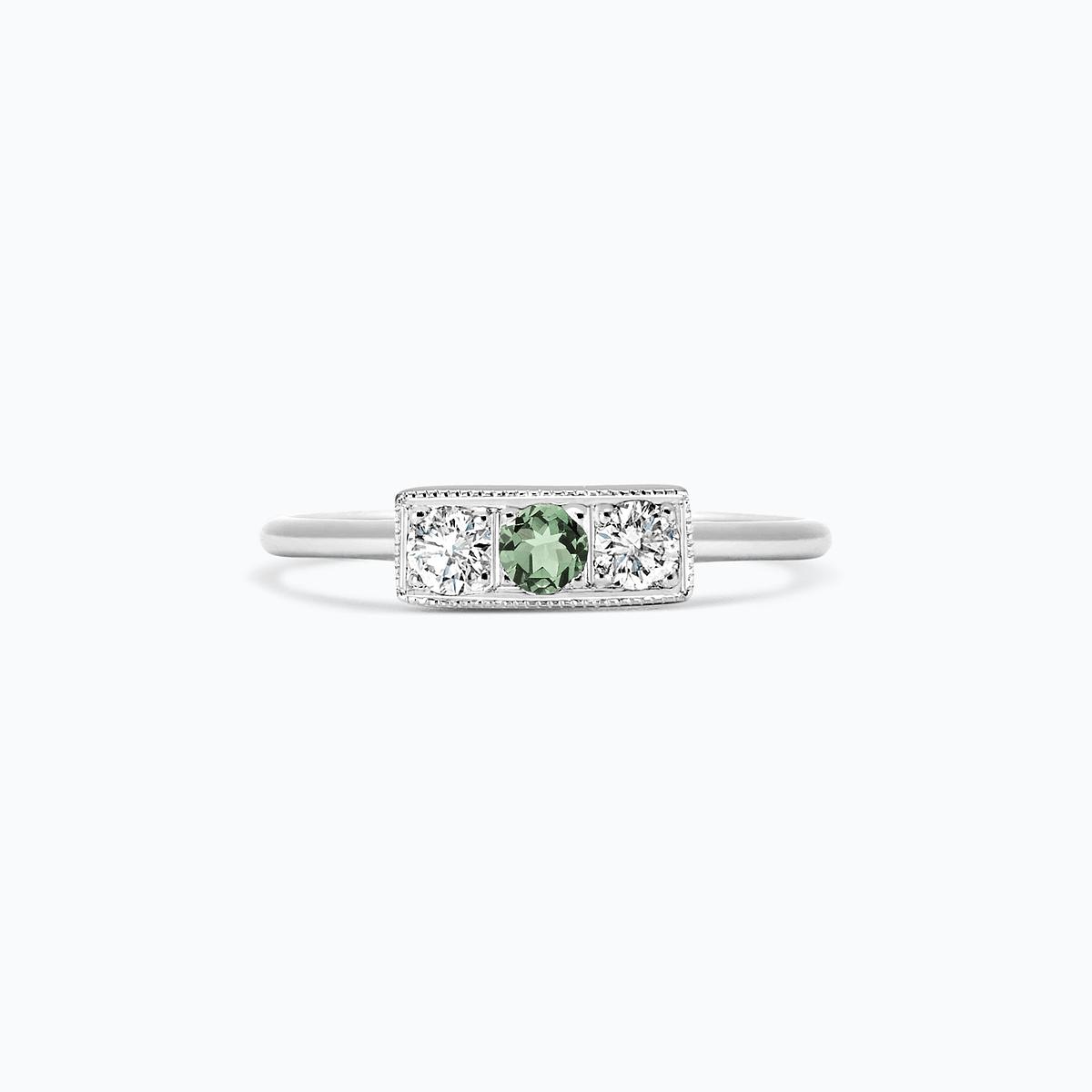 Solitaire Cybèle Millegrain Saphir Vert