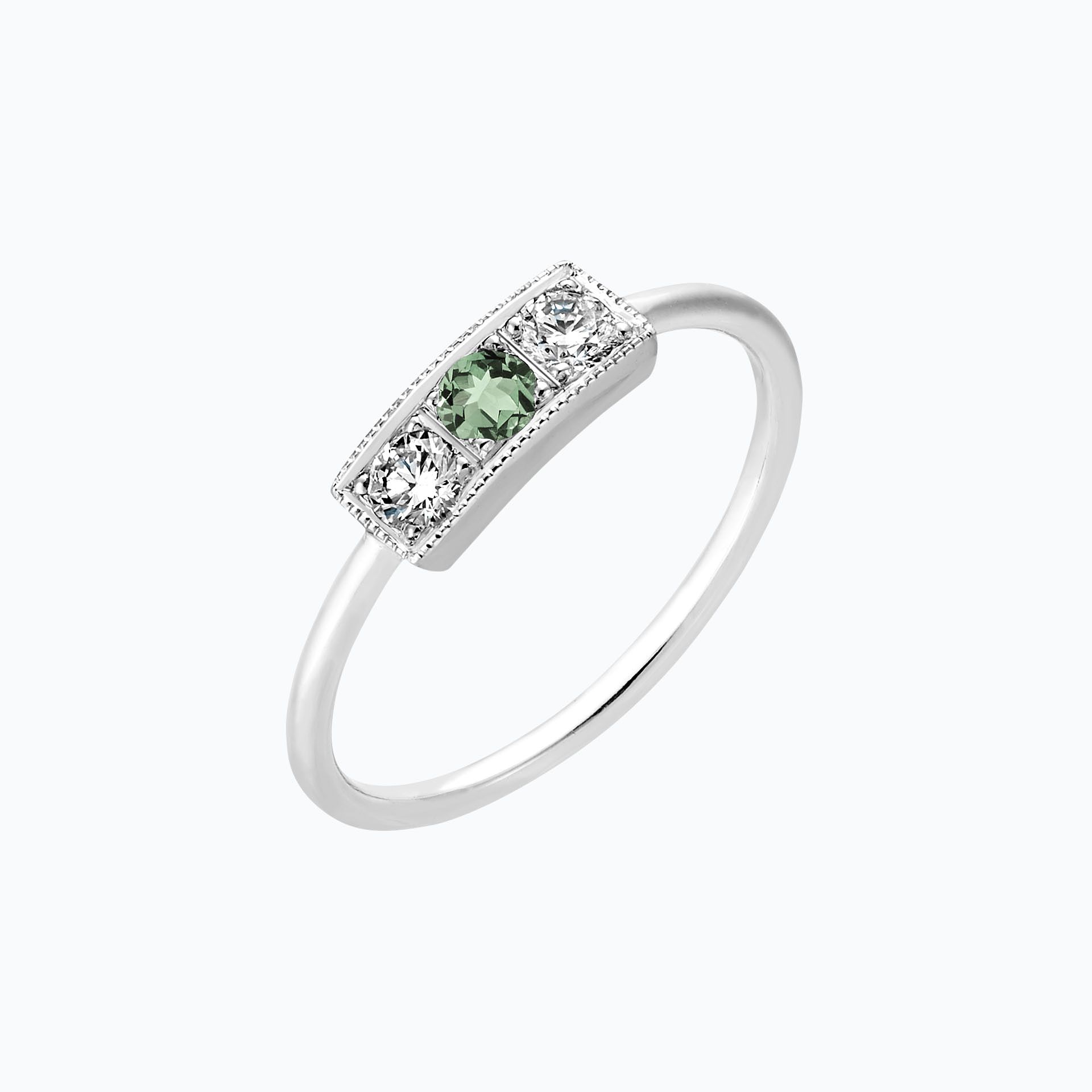 Solitaire Cybèle Millegrain Saphir Vert