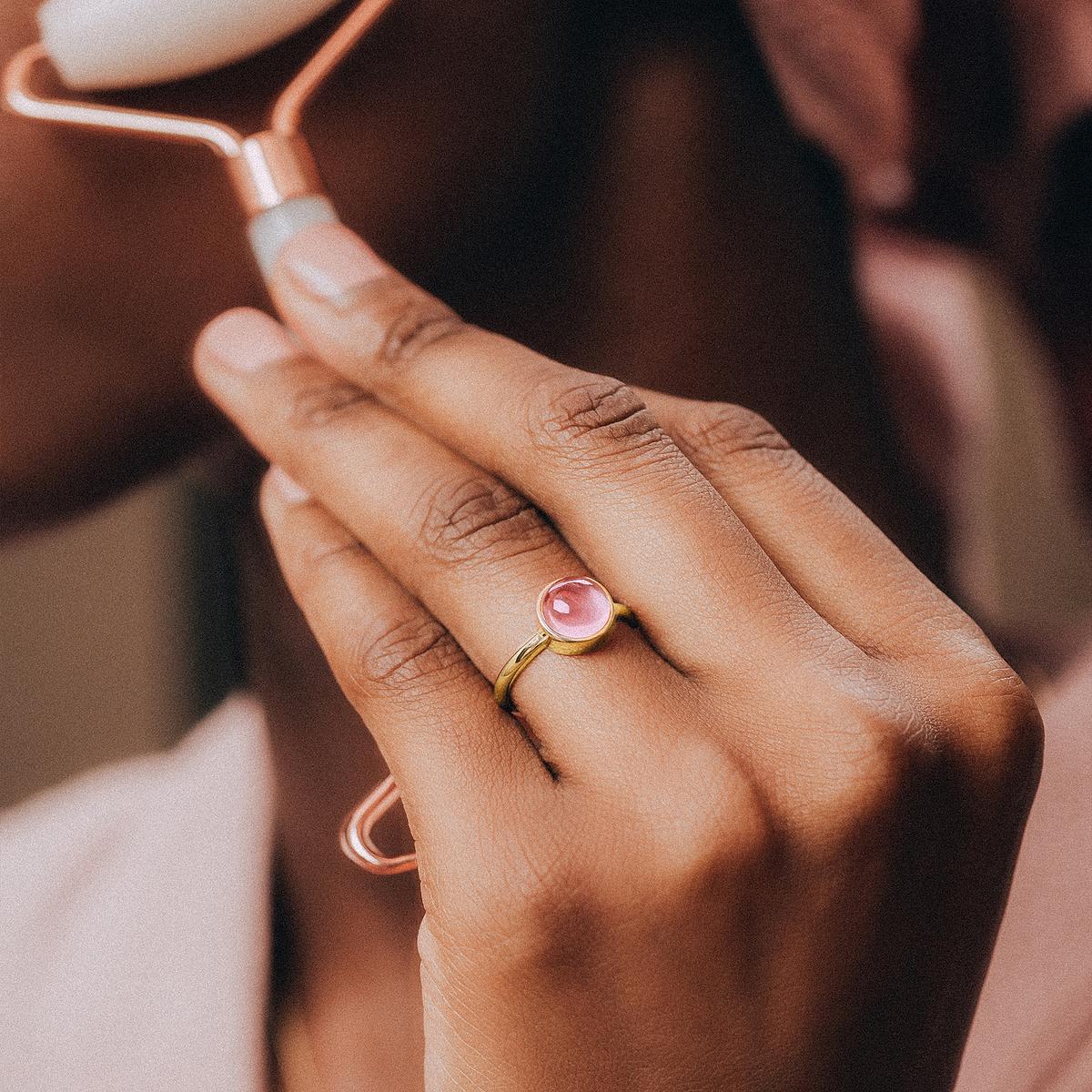 Bague Paradis Ronde Quartz Rose