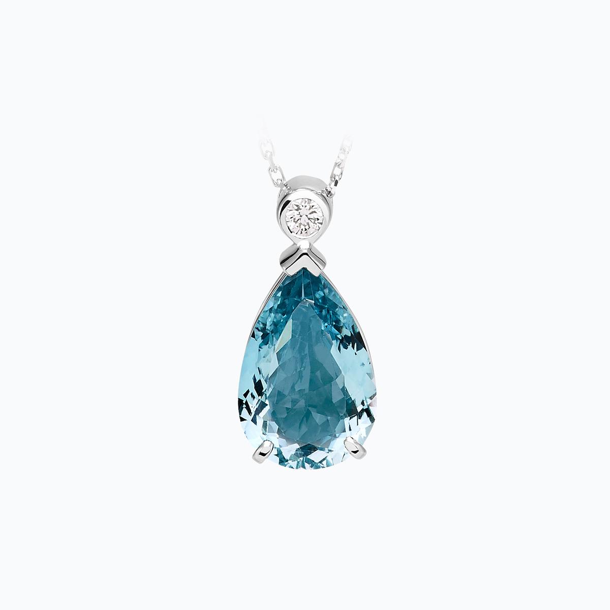 Collier Victoria Aigue-marine 12 x 8 mm