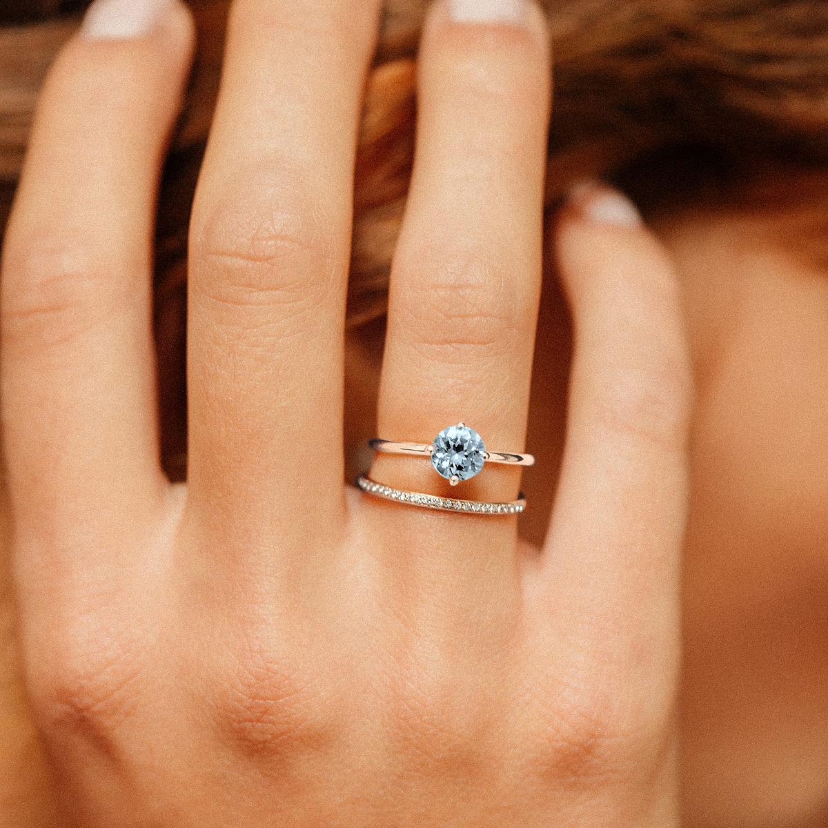 Solitaire Alva Aigue-marine 6 mm