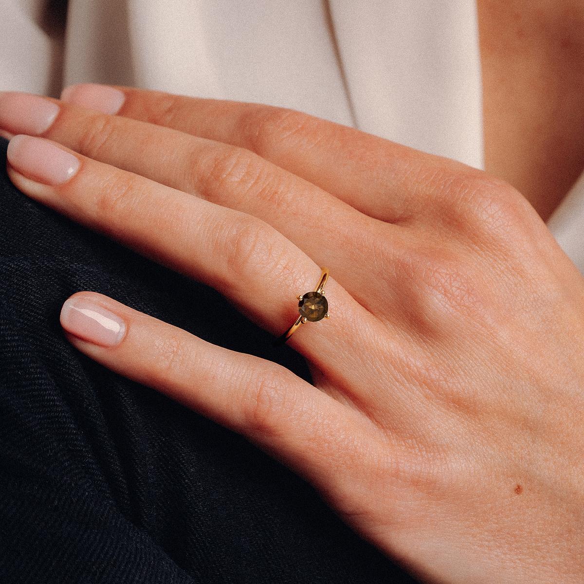 Solitaire Alva Quartz Fumé 6 mm