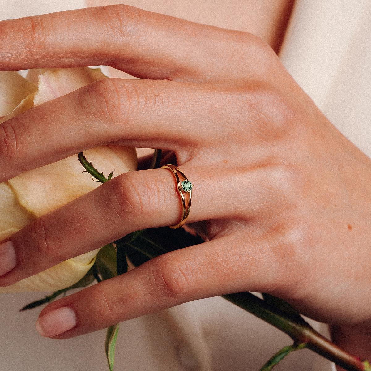 Solitaire Anata Saphir Vert 3.5 mm